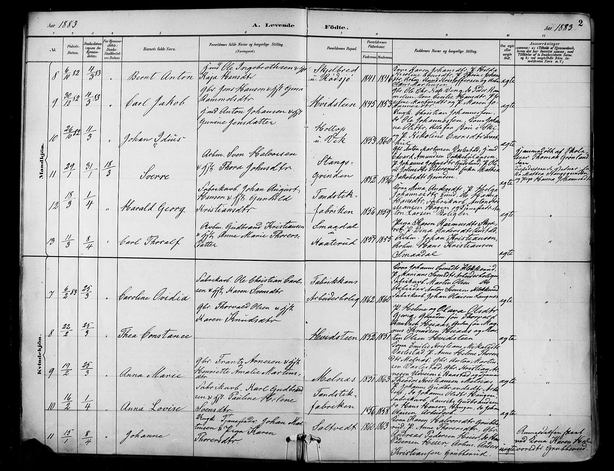 Enebakk prestekontor Kirkebøker, SAO/A-10171c/F/Fa/L0016: Parish register (official) no. I 16, 1883-1898, p. 2