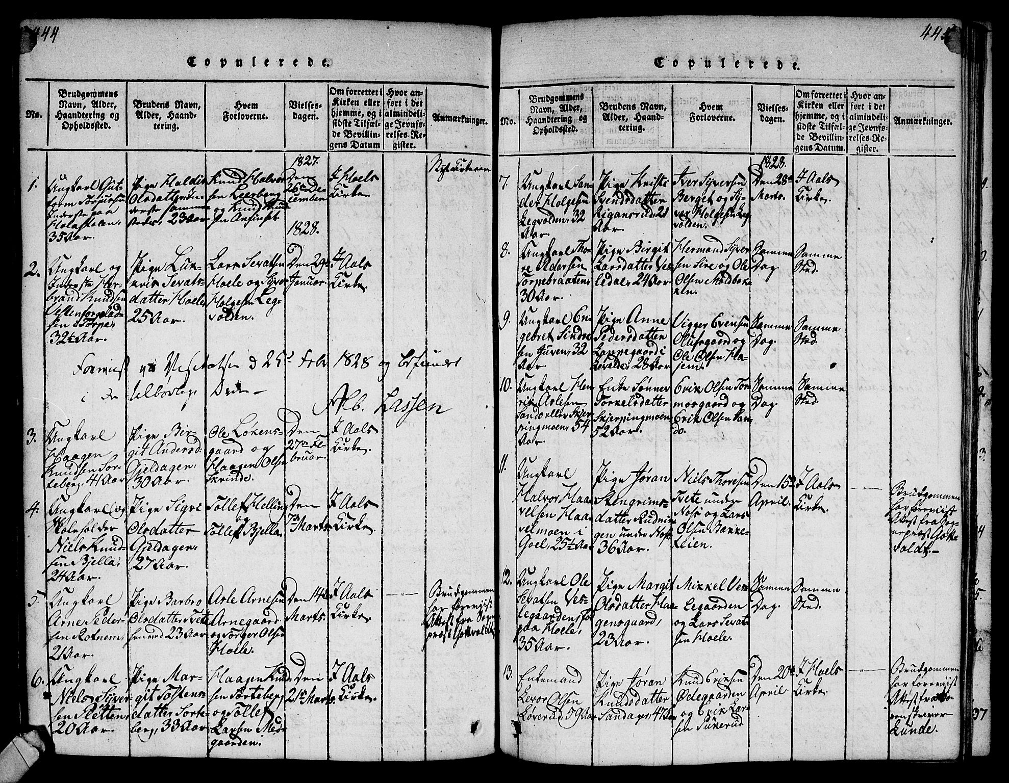 Ål kirkebøker, AV/SAKO-A-249/G/Ga/L0001: Parish register (copy) no. 1, 1815-1829, p. 444-445