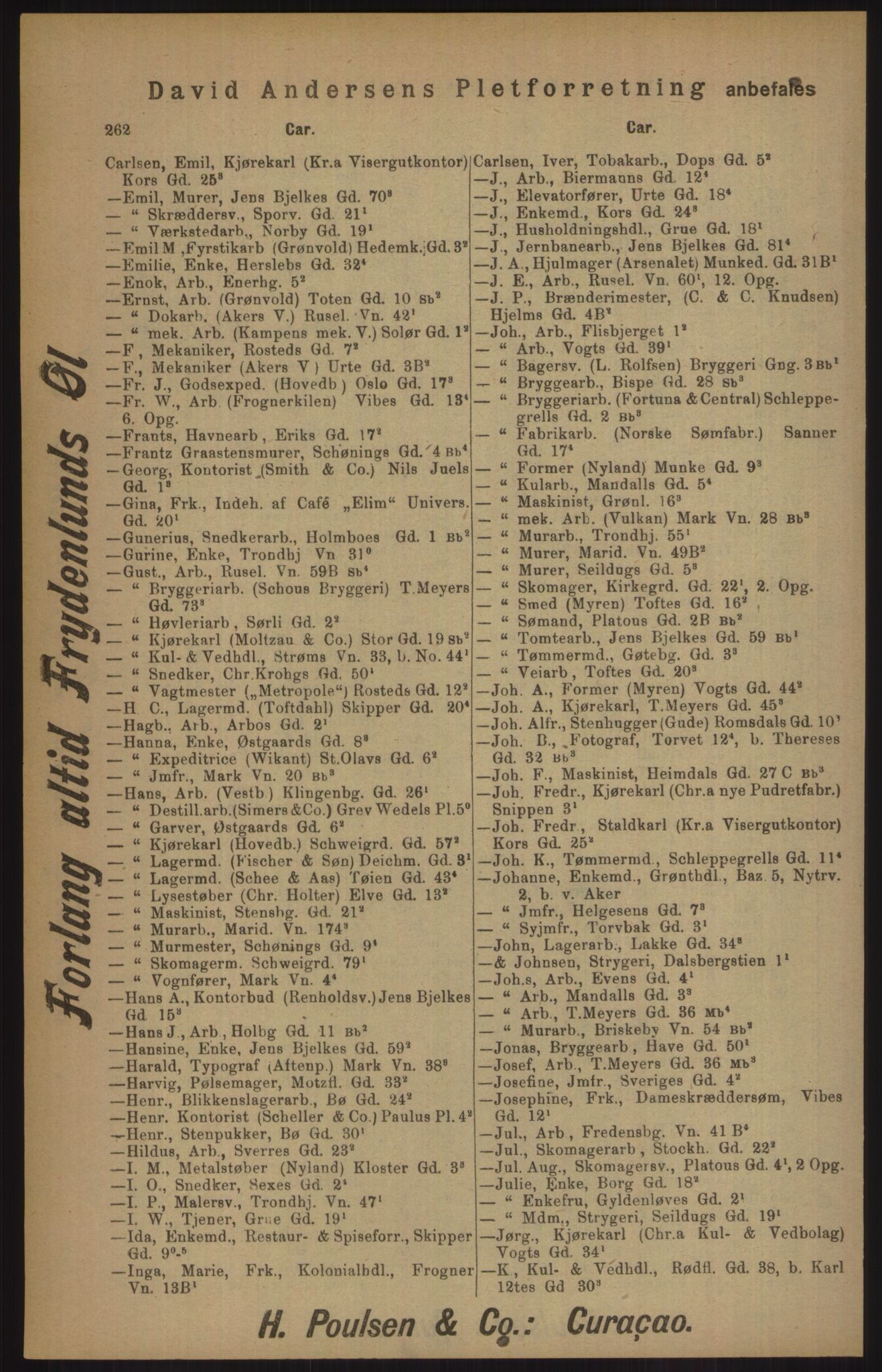 Kristiania/Oslo adressebok, PUBL/-, 1905, p. 262