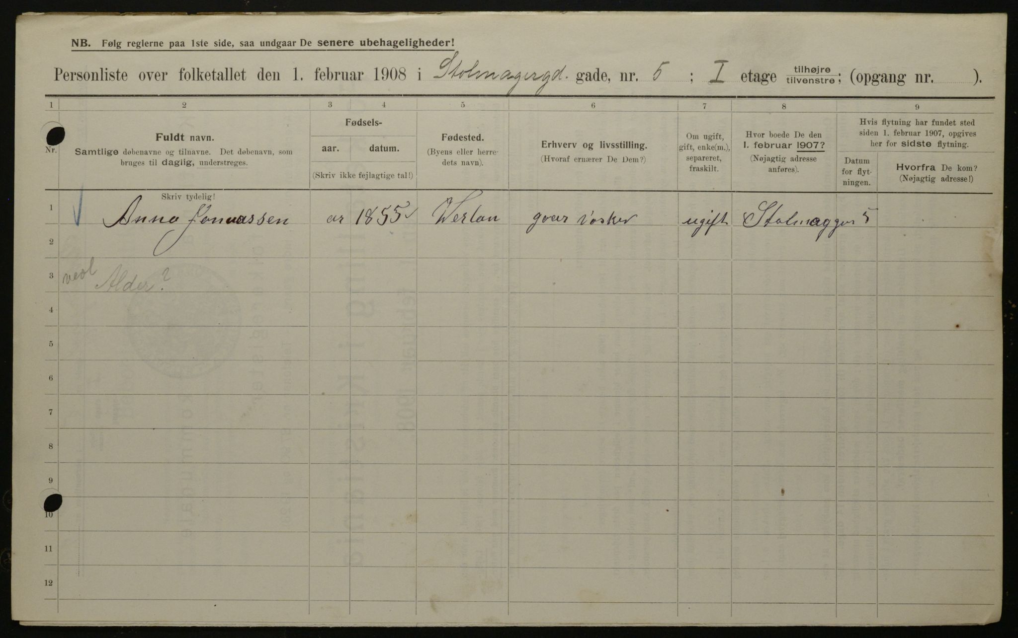 OBA, Municipal Census 1908 for Kristiania, 1908, p. 92202