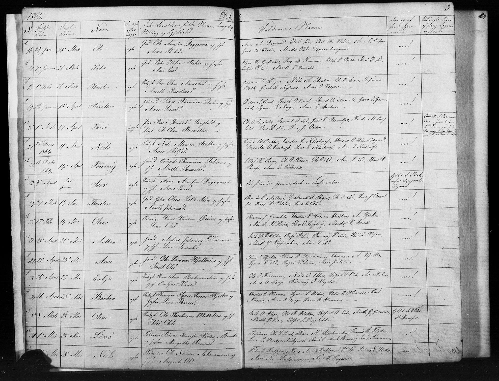 Skjåk prestekontor, SAH/PREST-072/H/Ha/Hab/L0001: Parish register (copy) no. 1, 1865-1893, p. 3