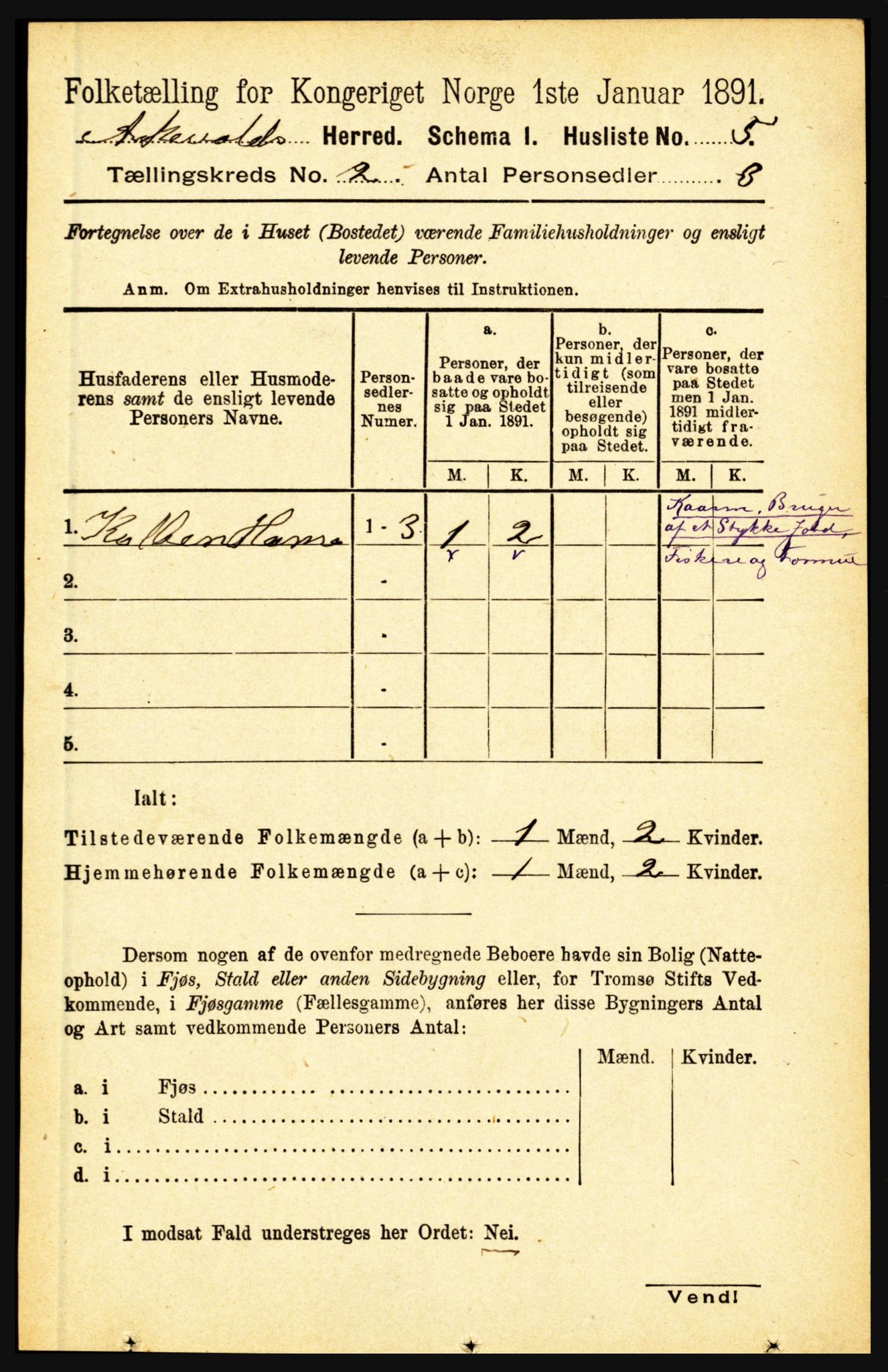 RA, 1891 census for 1428 Askvoll, 1891, p. 373