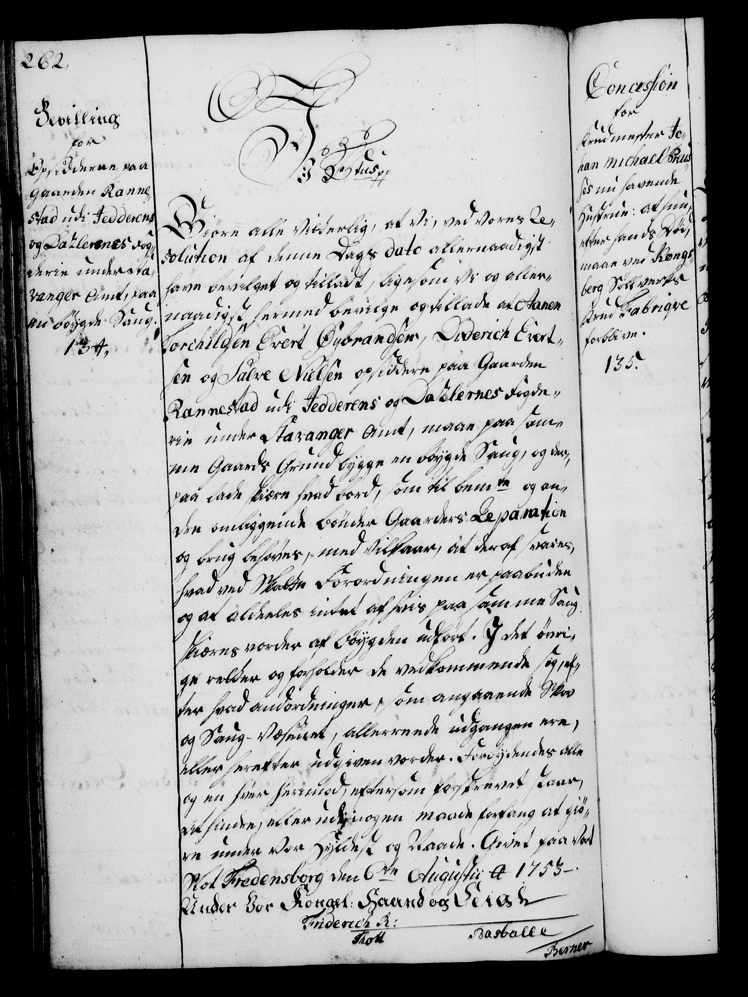 Rentekammeret, Kammerkanselliet, RA/EA-3111/G/Gg/Gga/L0006: Norsk ekspedisjonsprotokoll med register (merket RK 53.6), 1749-1759, p. 262