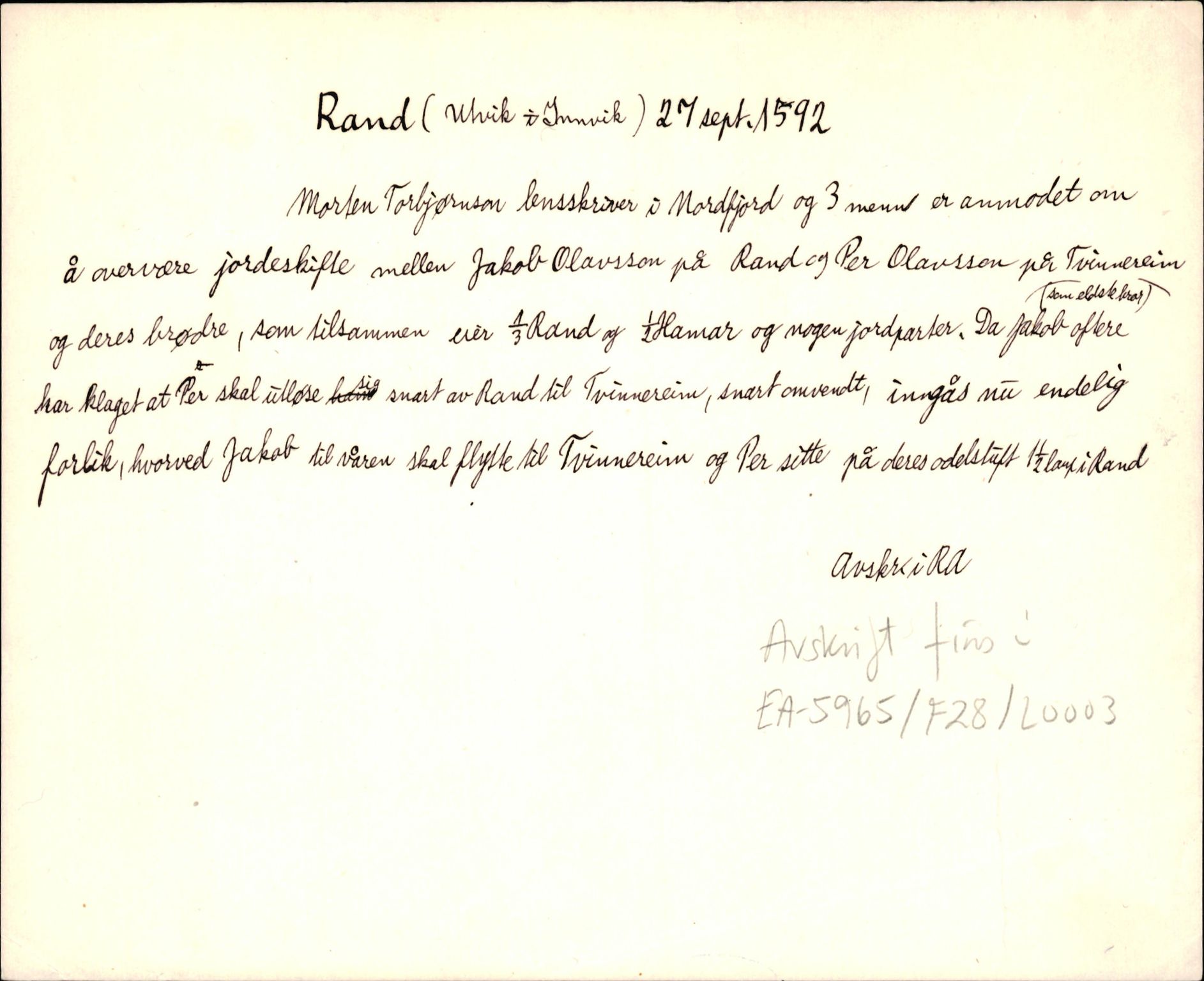 Riksarkivets diplomsamling, AV/RA-EA-5965/F35/F35d/L0002: Innlånte diplomer, seddelregister, 1592-1620, p. 23