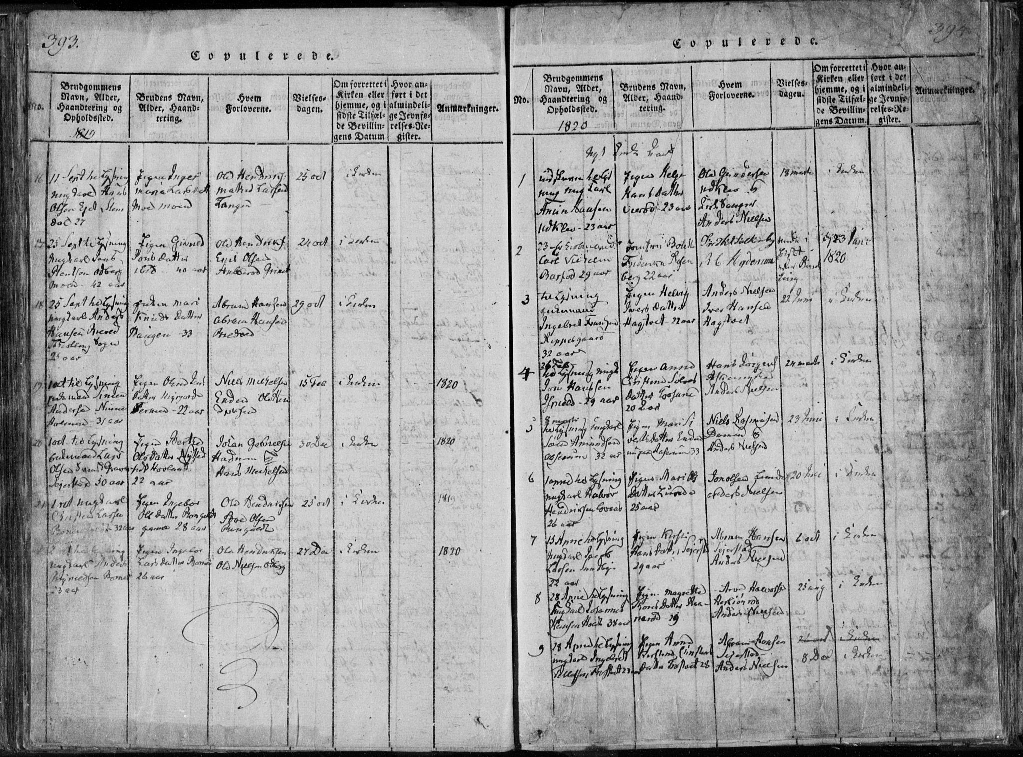 Hedrum kirkebøker, SAKO/A-344/F/Fa/L0004: Parish register (official) no. I 4, 1817-1835, p. 393-394