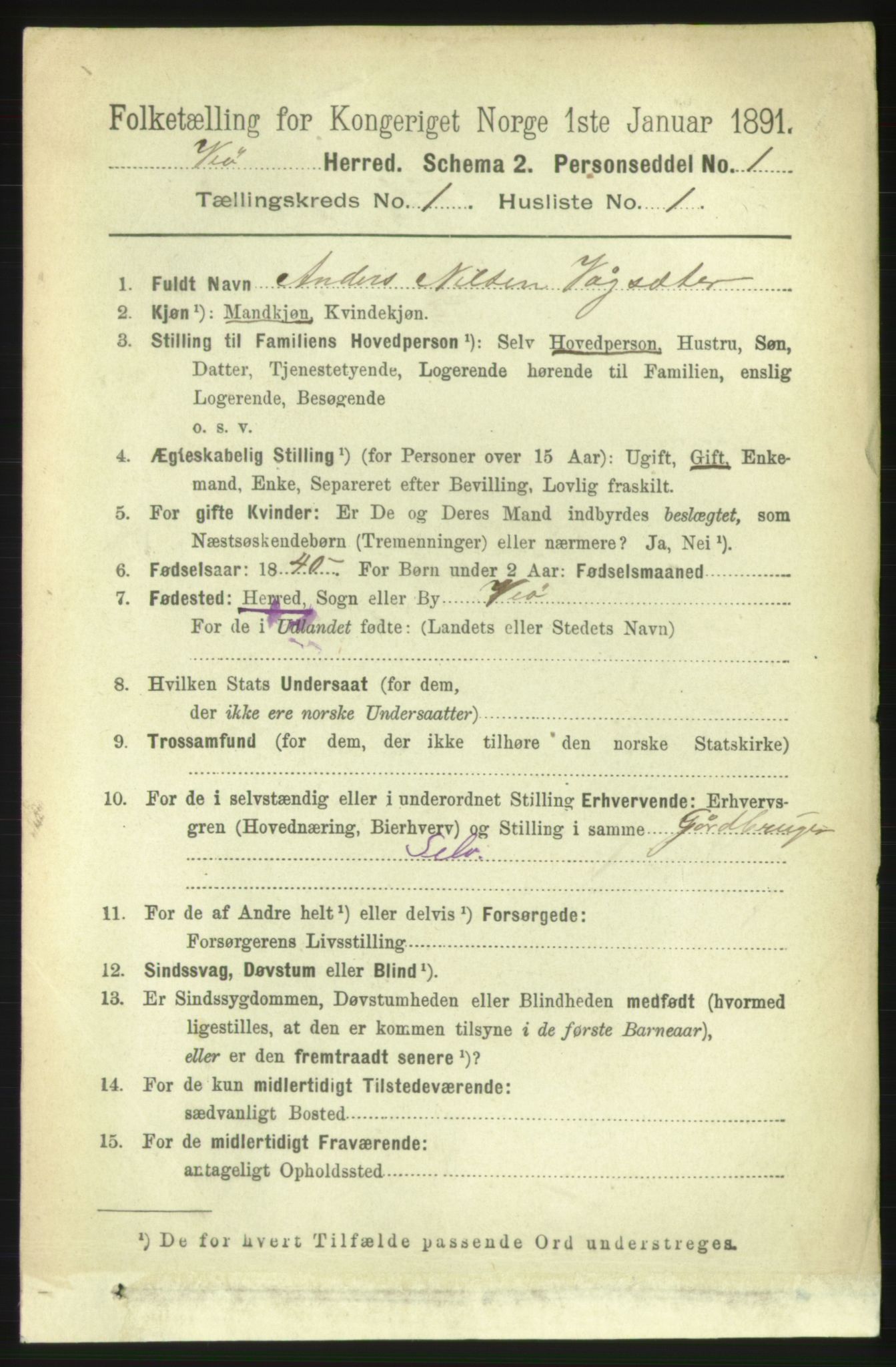 RA, 1891 census for 1541 Veøy, 1891, p. 104