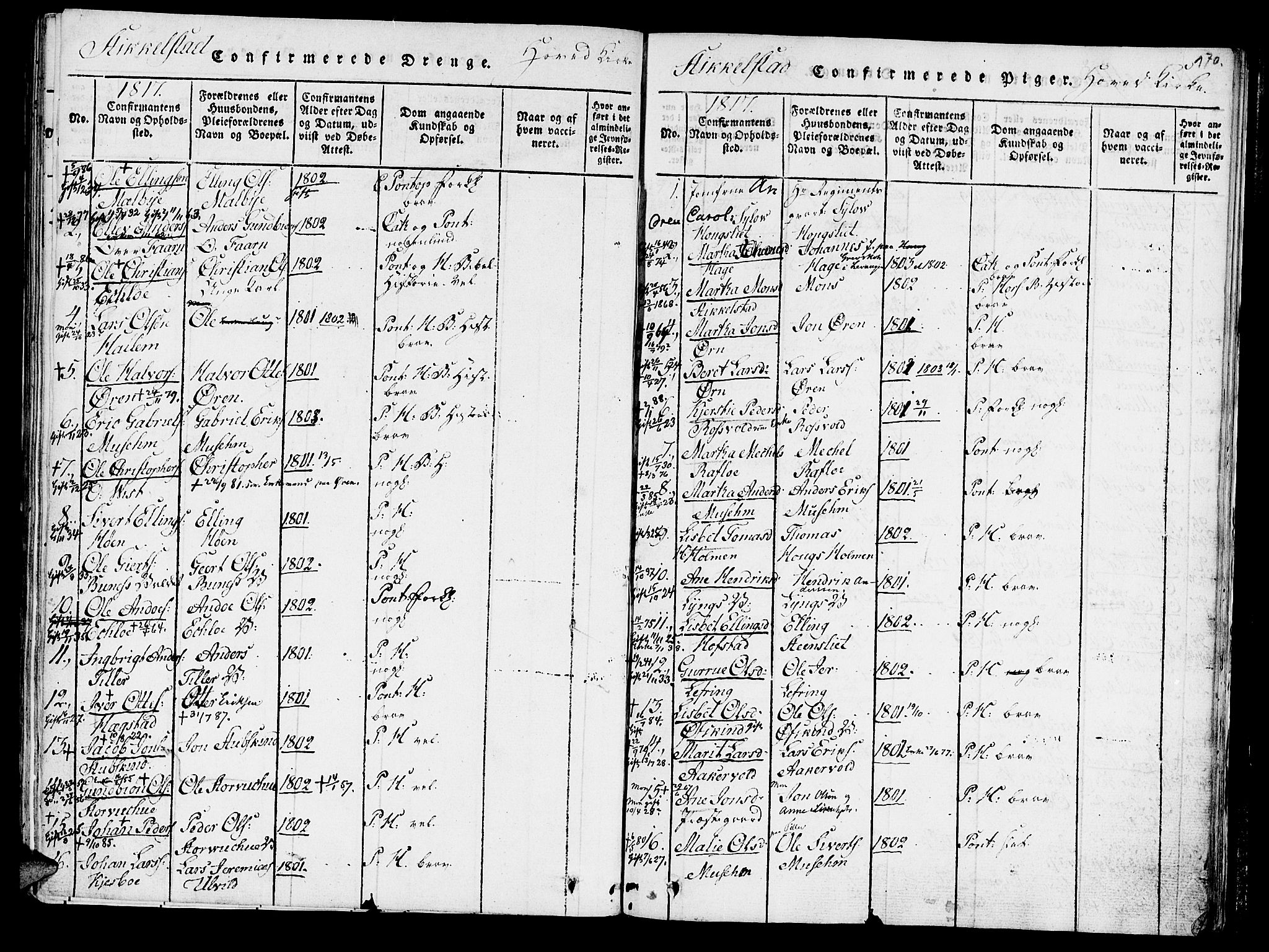 Ministerialprotokoller, klokkerbøker og fødselsregistre - Nord-Trøndelag, SAT/A-1458/723/L0234: Parish register (official) no. 723A05 /1, 1816-1840, p. 170