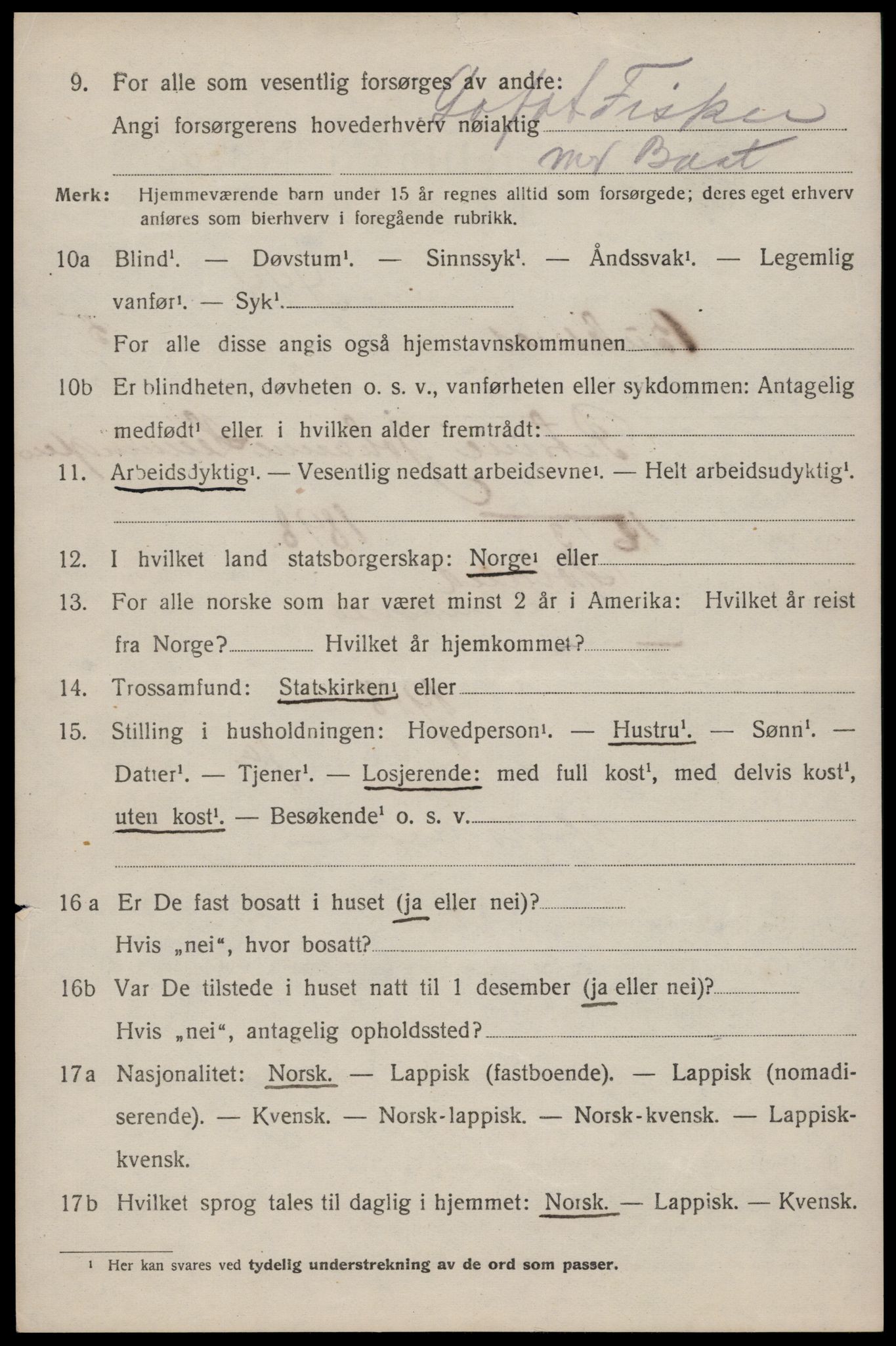 SAT, 1920 census for Buksnes, 1920, p. 5964