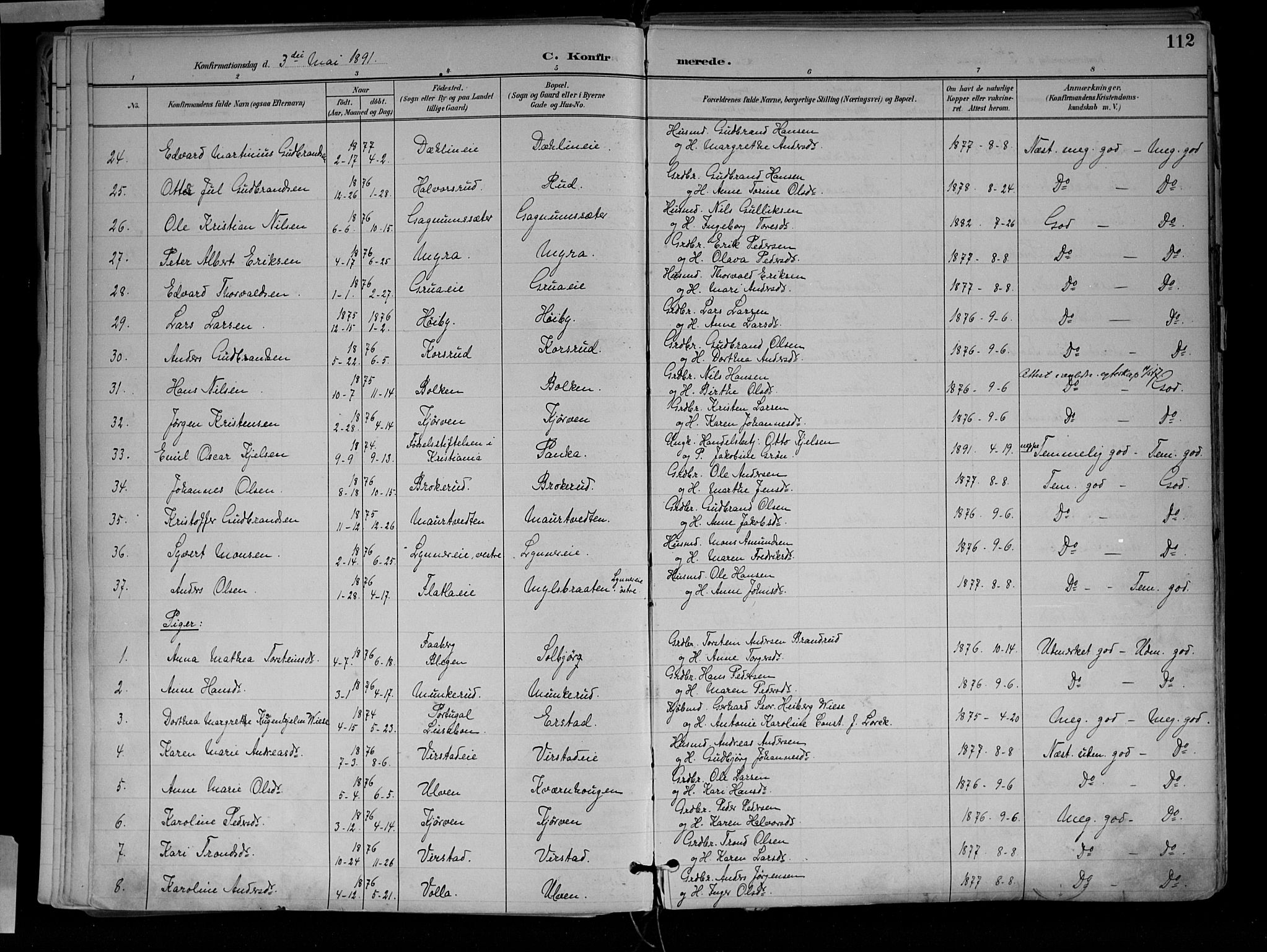 Jevnaker prestekontor, SAH/PREST-116/H/Ha/Haa/L0010: Parish register (official) no. 10, 1891-1906, p. 112
