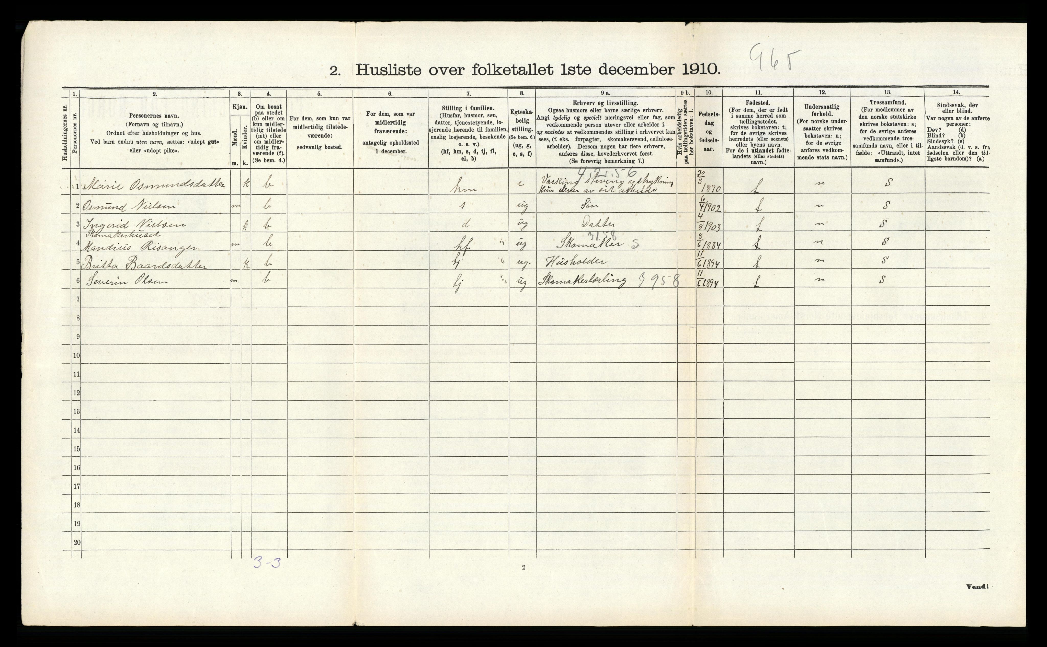 RA, 1910 census for Skjold, 1910, p. 449