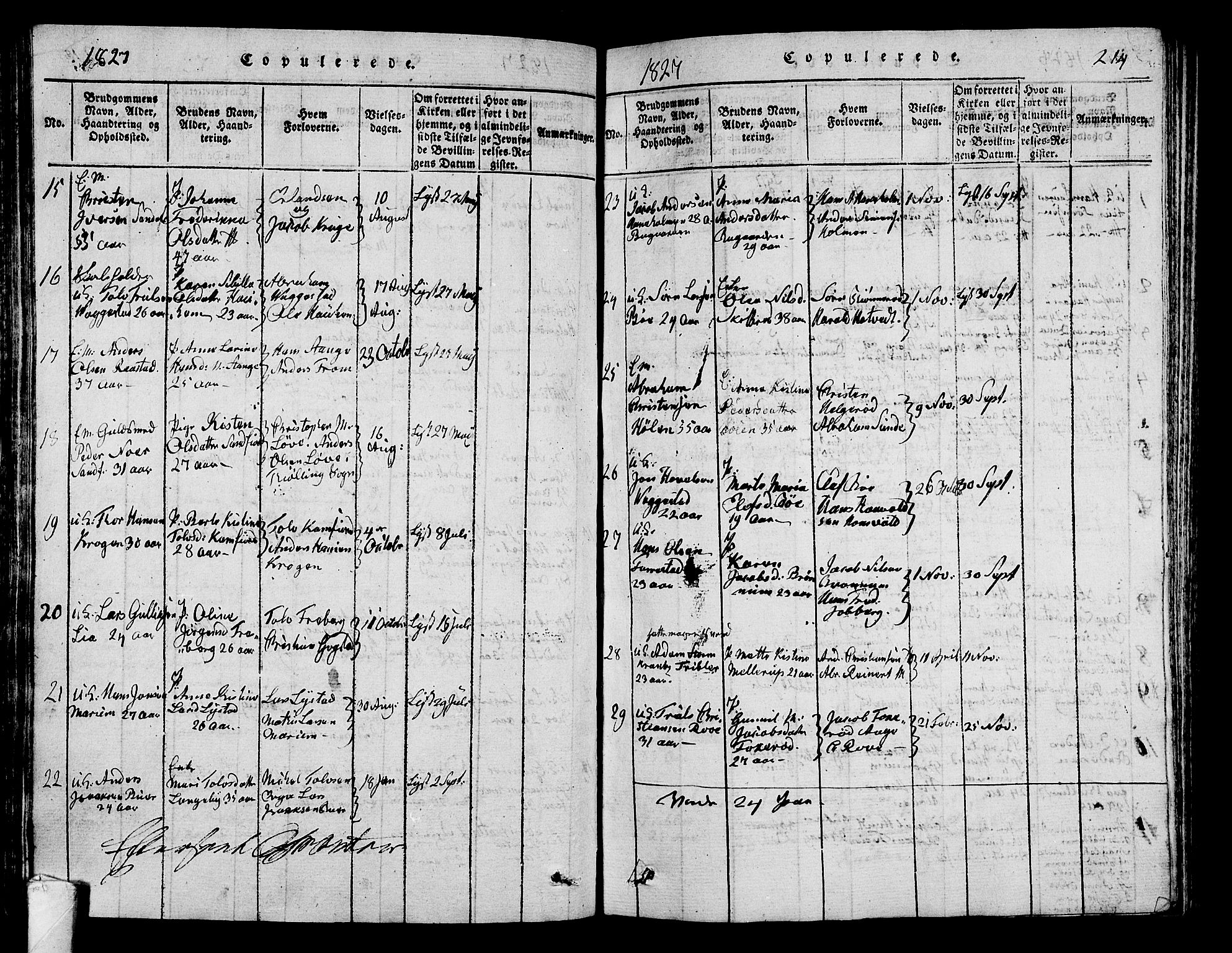 Sandar kirkebøker, SAKO/A-243/G/Ga/L0001: Parish register (copy) no. 1, 1814-1835, p. 214