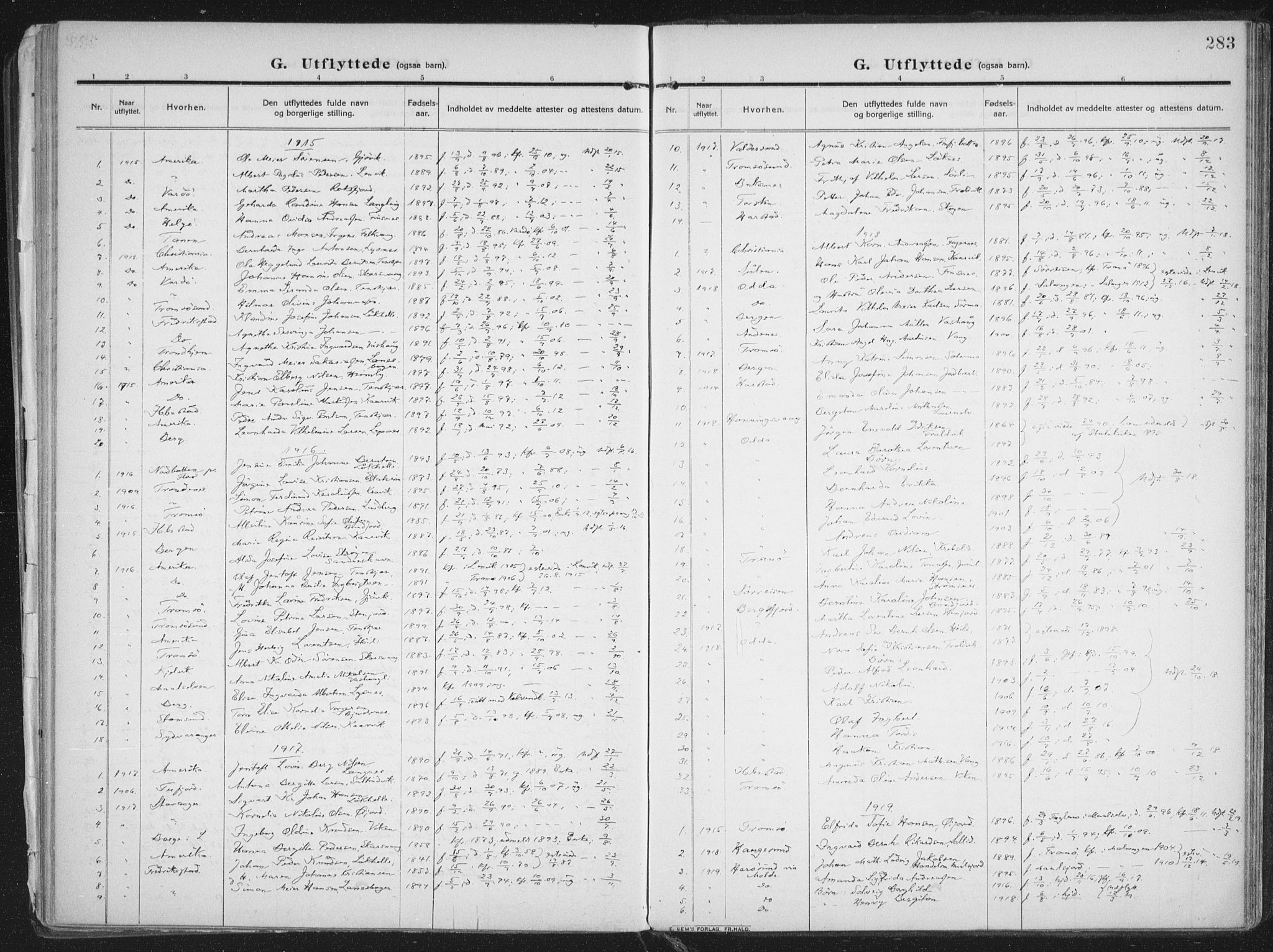 Lenvik sokneprestembete, SATØ/S-1310/H/Ha/Haa/L0016kirke: Parish register (official) no. 16, 1910-1924, p. 283
