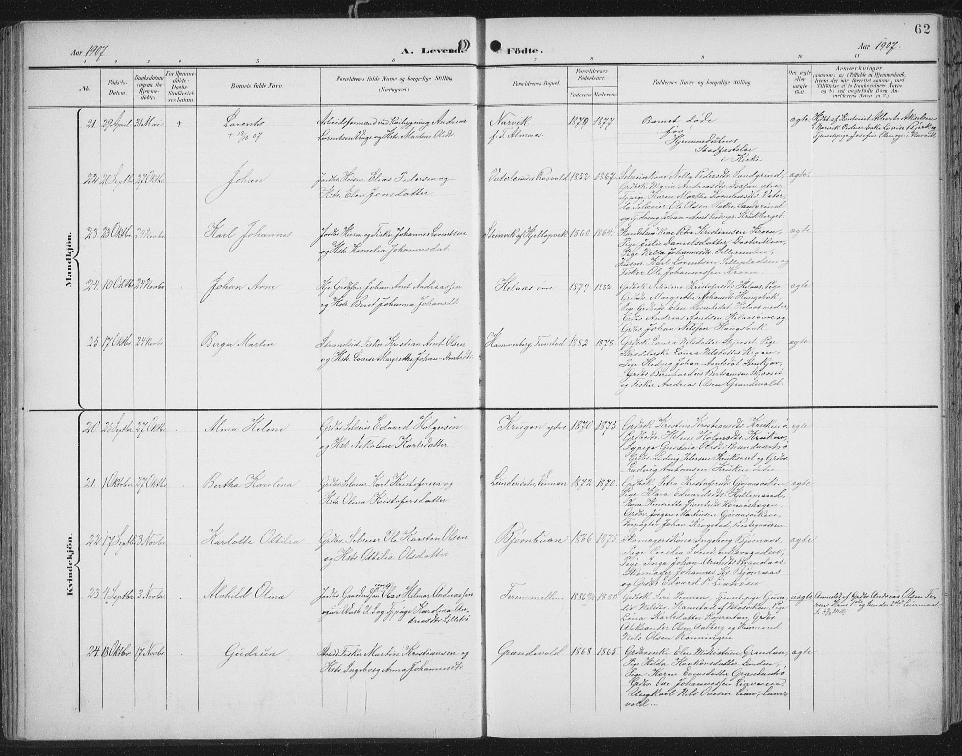 Ministerialprotokoller, klokkerbøker og fødselsregistre - Nord-Trøndelag, SAT/A-1458/701/L0011: Parish register (official) no. 701A11, 1899-1915, p. 62