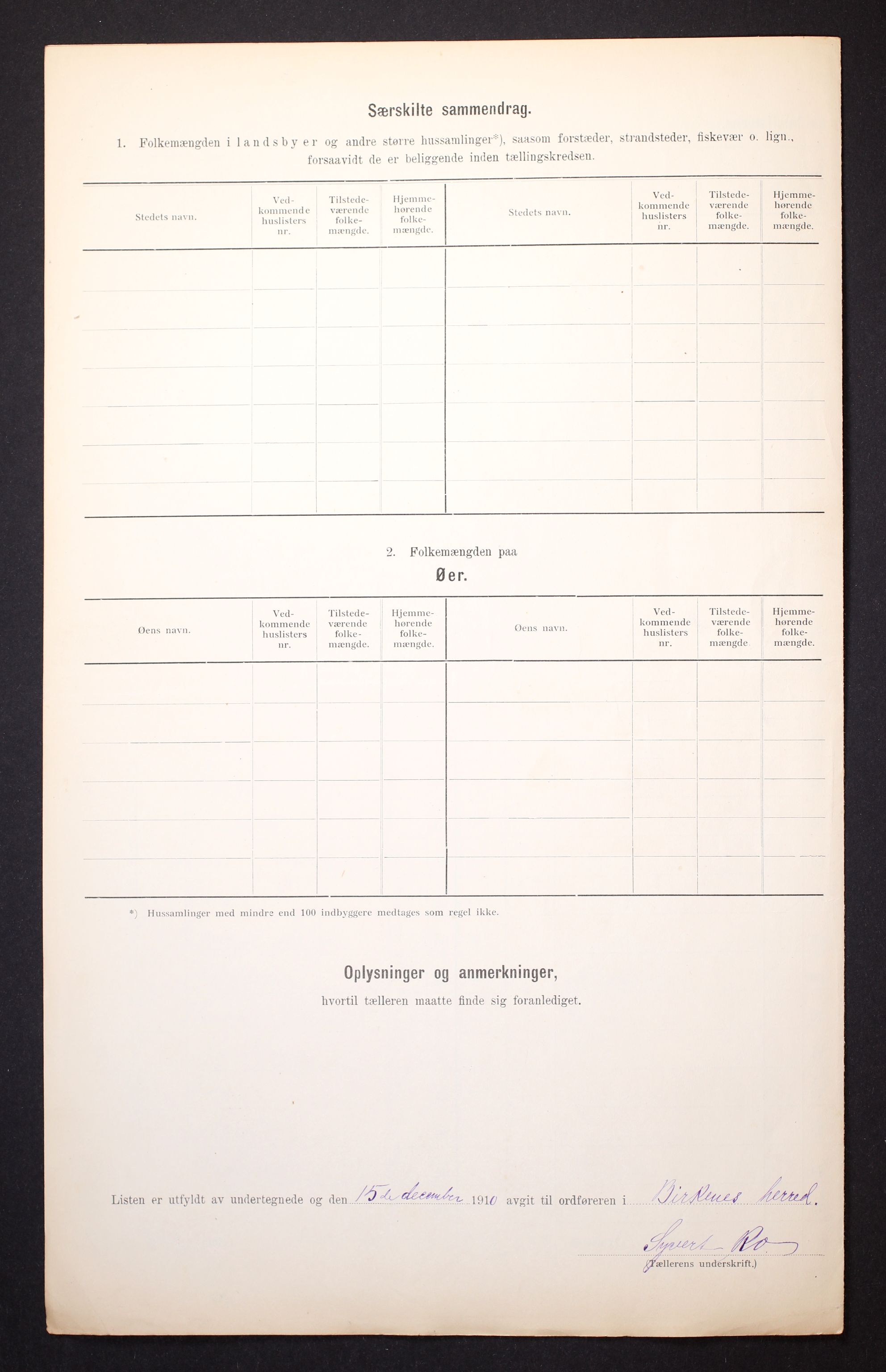 RA, 1910 census for Birkenes, 1910, p. 9