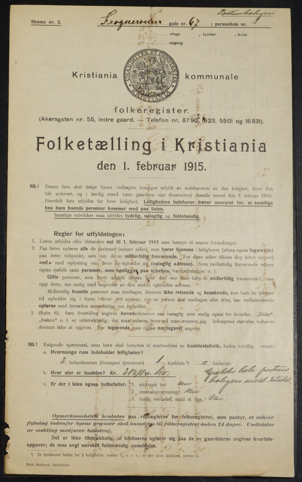 OBA, Municipal Census 1915 for Kristiania, 1915, p. 27626