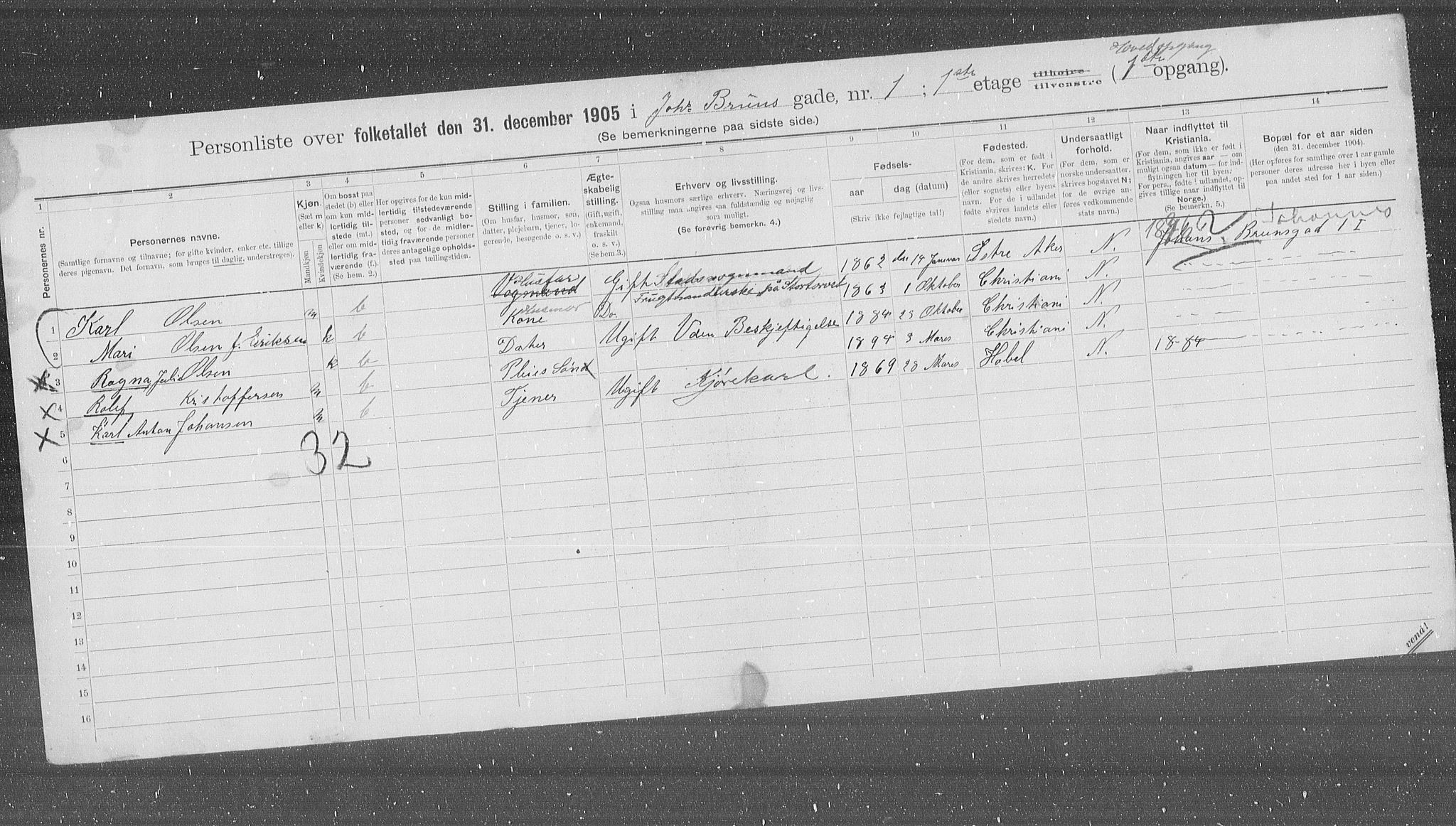 OBA, Municipal Census 1905 for Kristiania, 1905, p. 24647