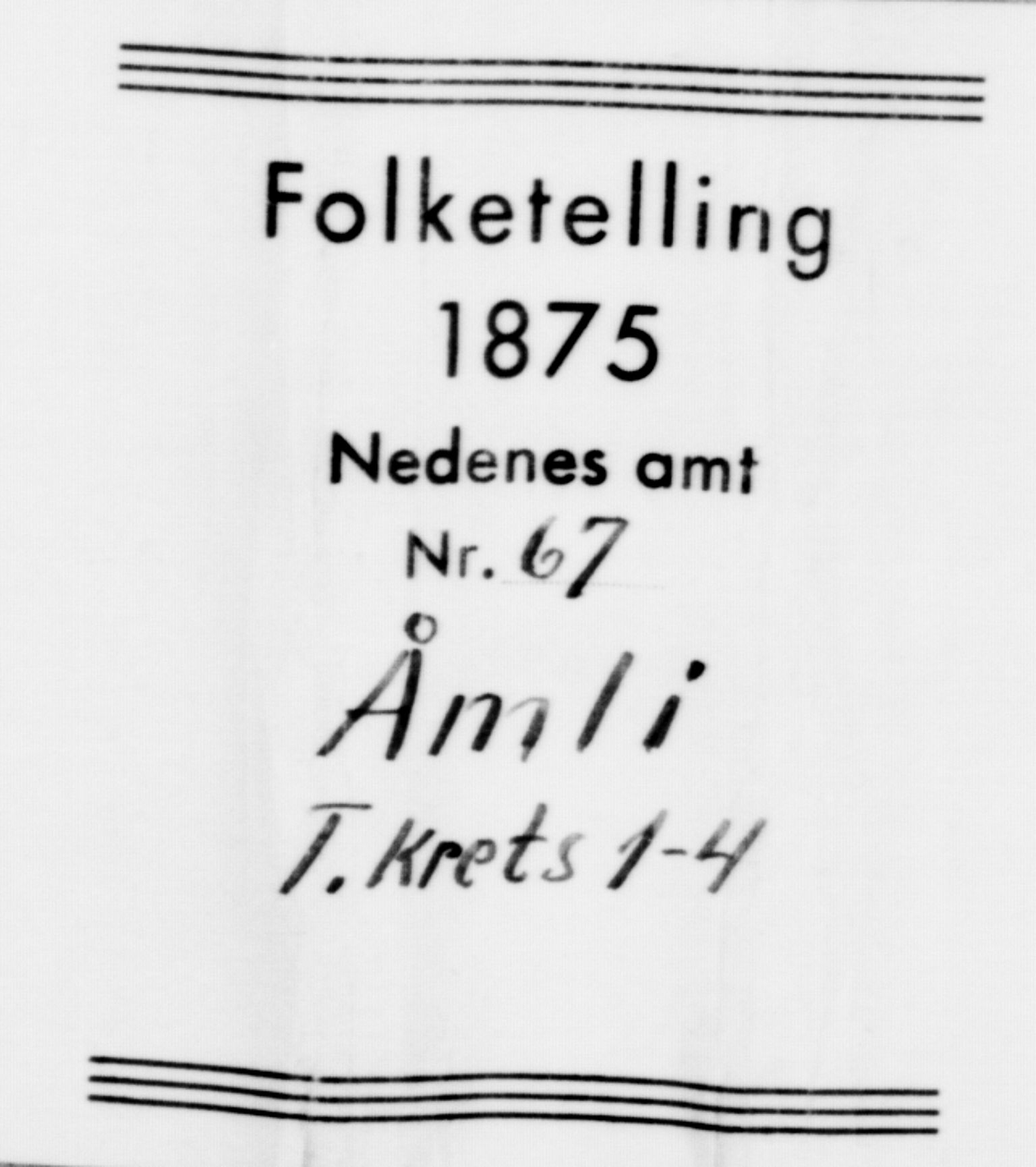 SAK, 1875 census for 0929P Åmli, 1875, p. 39