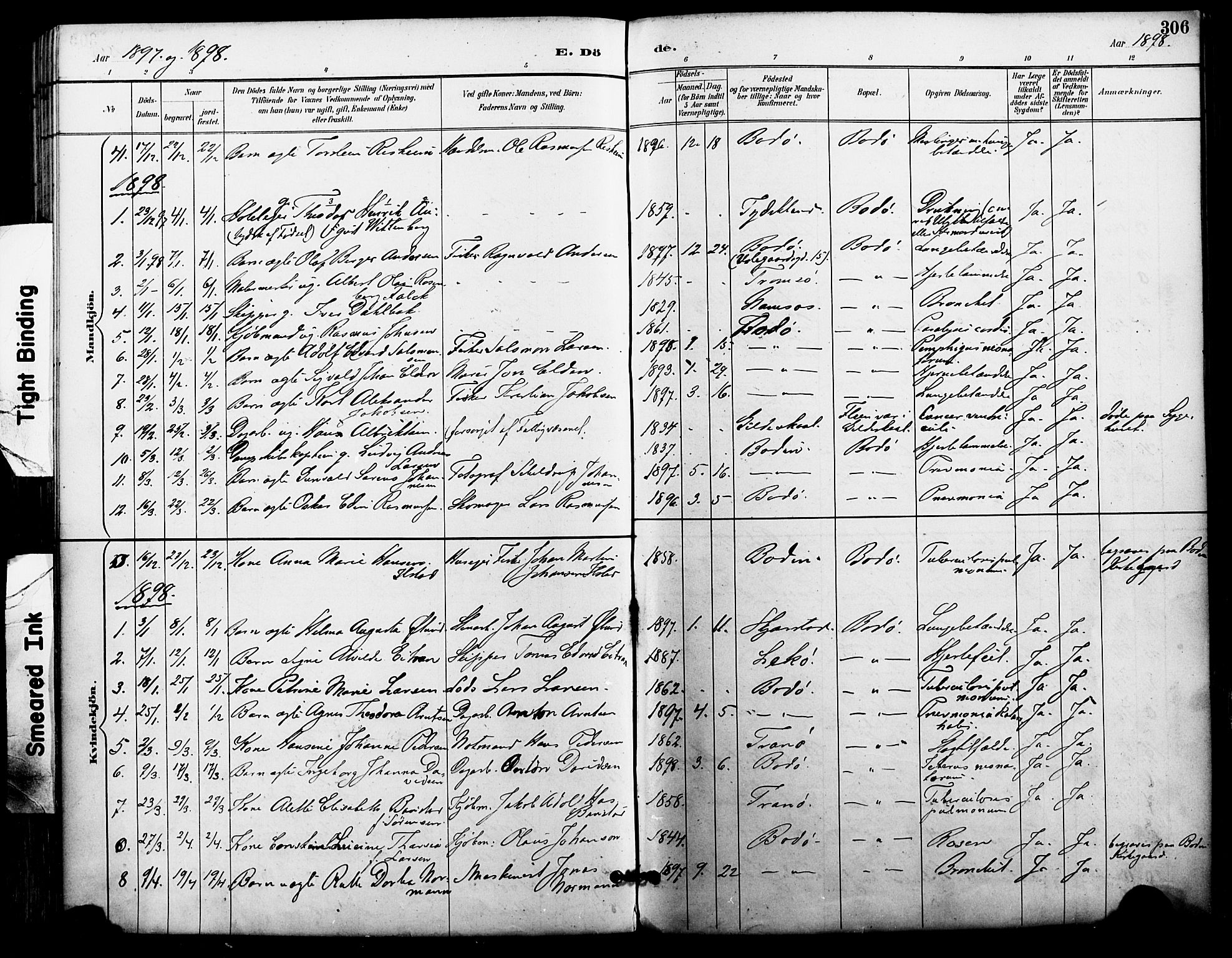 Ministerialprotokoller, klokkerbøker og fødselsregistre - Nordland, SAT/A-1459/801/L0010: Parish register (official) no. 801A10, 1888-1899, p. 306