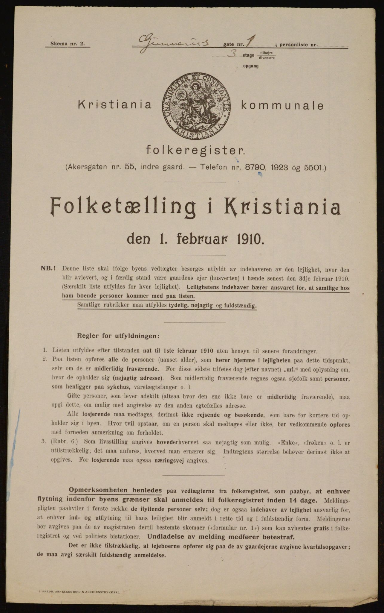 OBA, Municipal Census 1910 for Kristiania, 1910, p. 4990