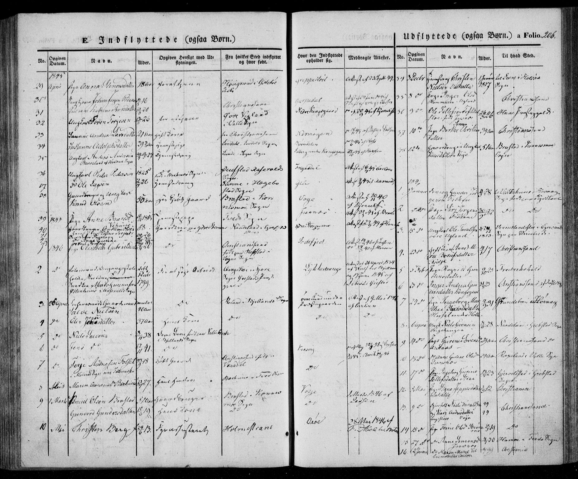 Oddernes sokneprestkontor, SAK/1111-0033/F/Fa/Faa/L0006: Parish register (official) no. A 6, 1838-1851, p. 206