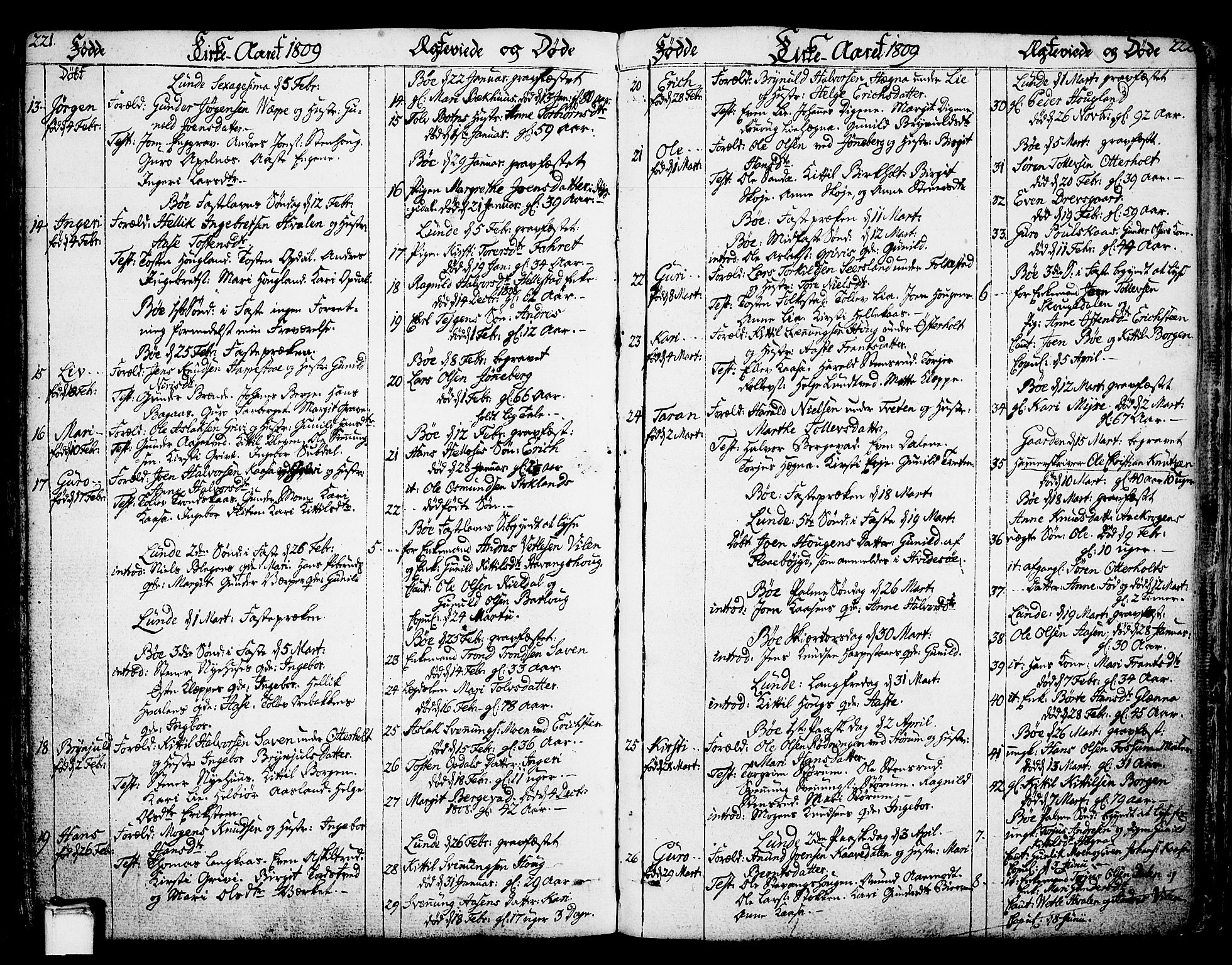 Bø kirkebøker, SAKO/A-257/F/Fa/L0005: Parish register (official) no. 5, 1785-1815, p. 221-222