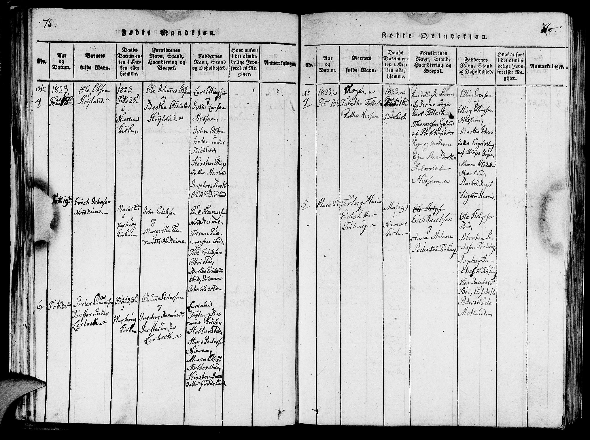 Hå sokneprestkontor, AV/SAST-A-101801/001/30BA/L0003: Parish register (official) no. A 3, 1815-1825, p. 76-77