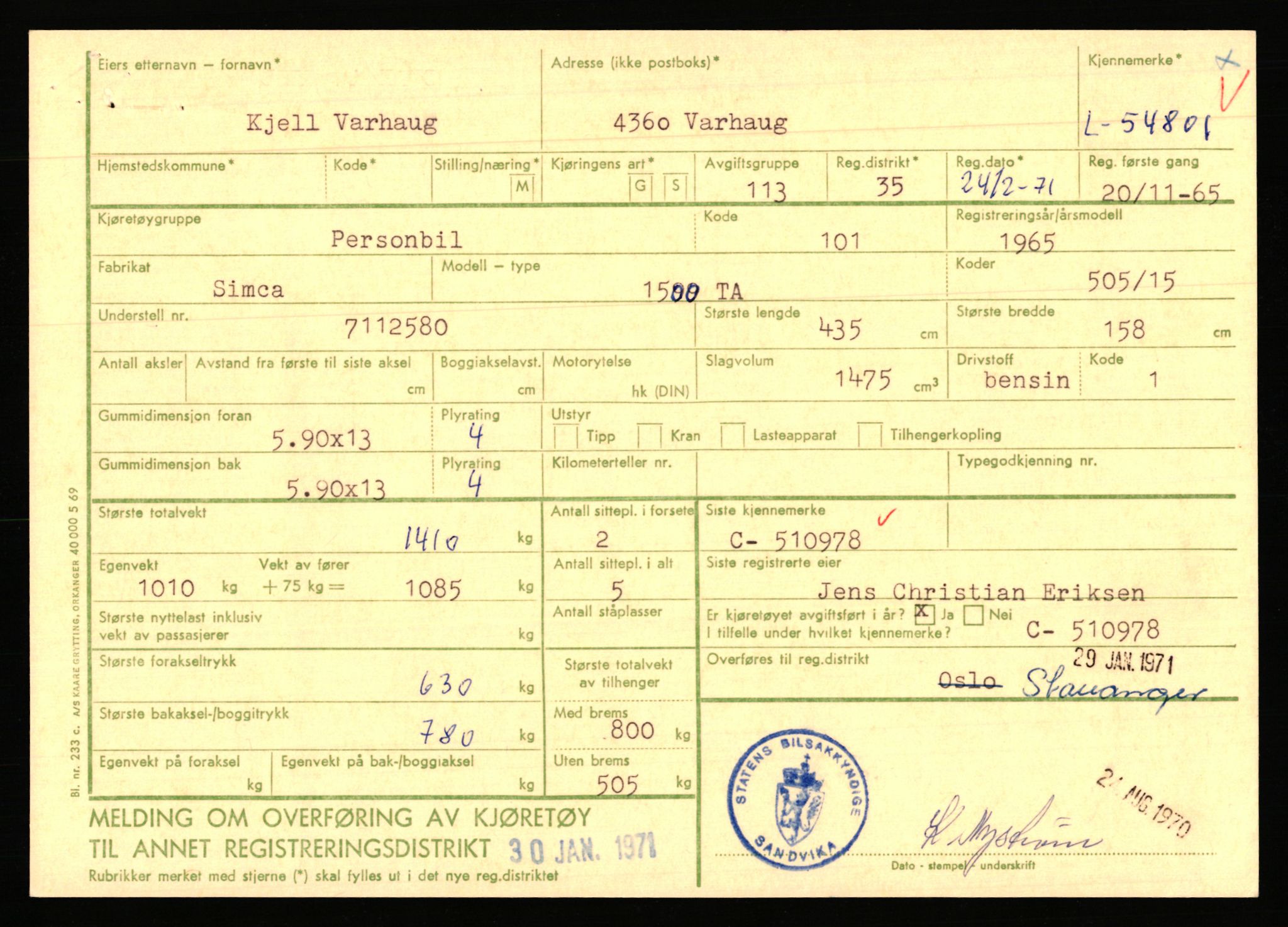 Stavanger trafikkstasjon, AV/SAST-A-101942/0/F/L0054: L-54200 - L-55699, 1930-1971, p. 1239