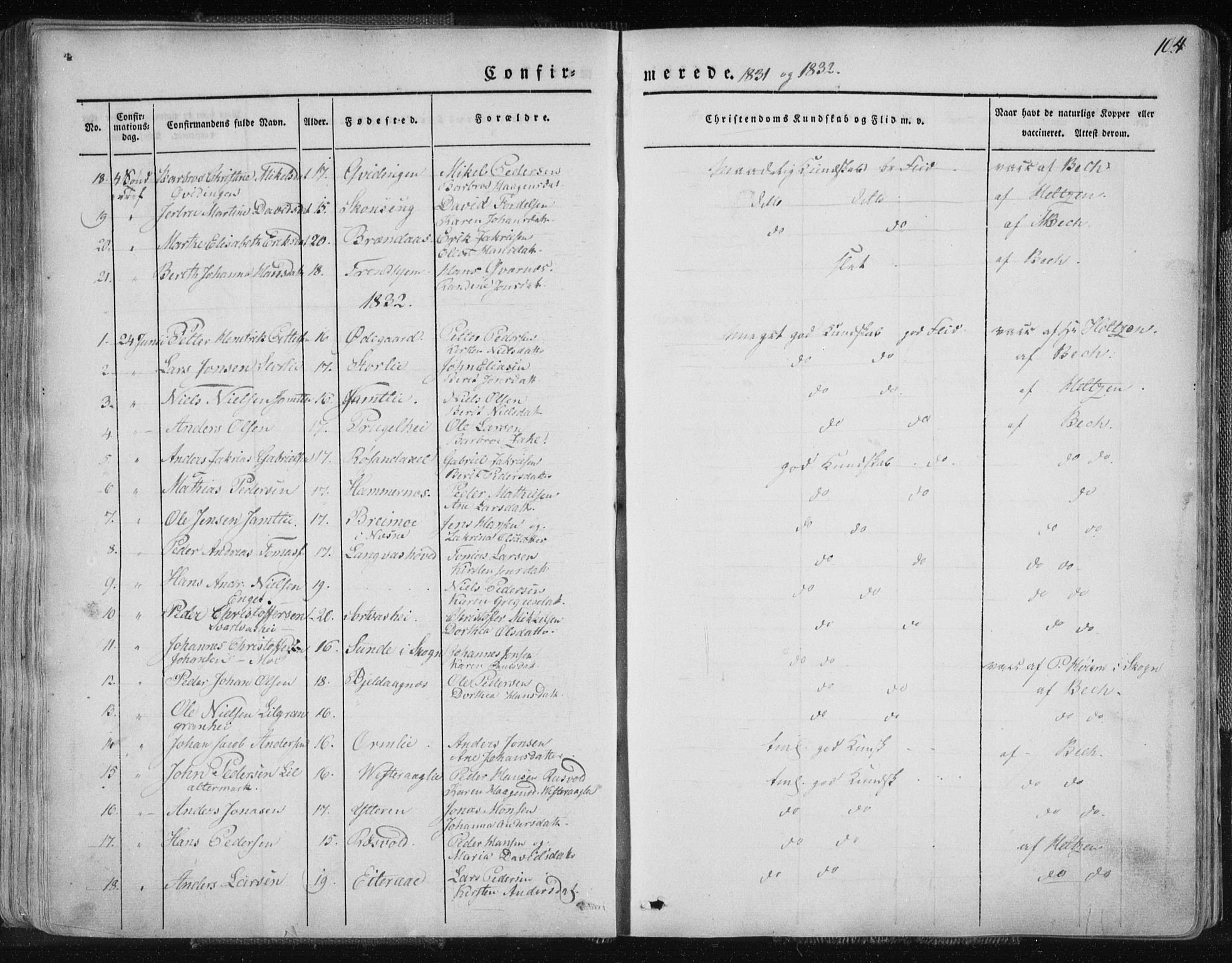 Ministerialprotokoller, klokkerbøker og fødselsregistre - Nordland, AV/SAT-A-1459/827/L0390: Parish register (official) no. 827A02, 1826-1841, p. 104