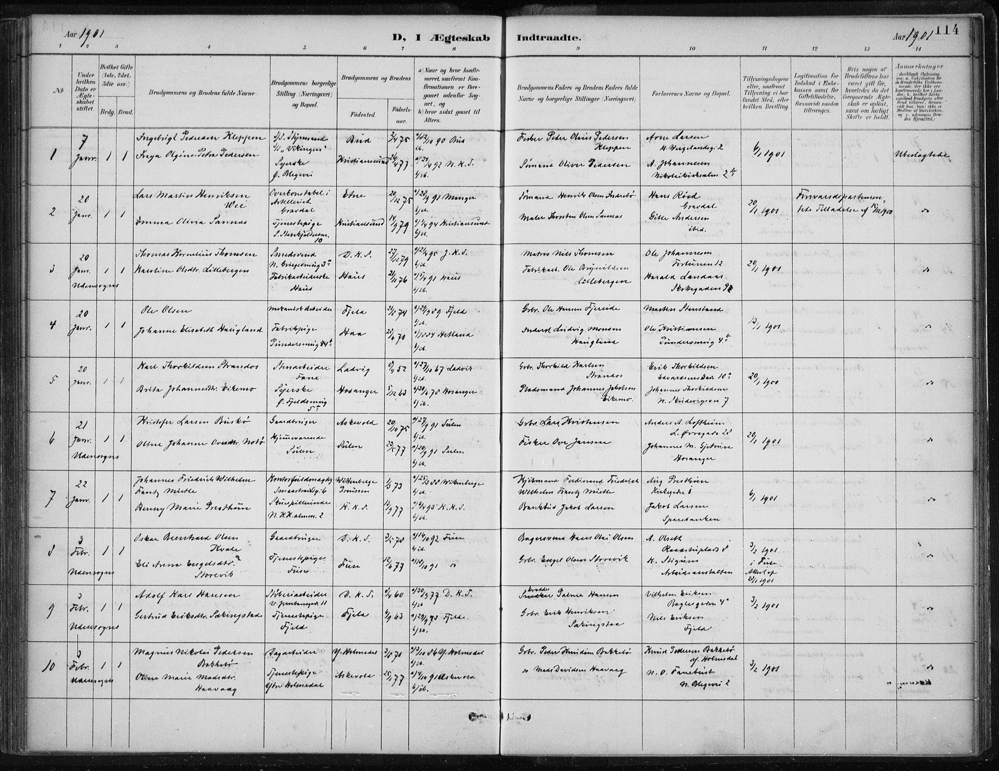 Korskirken sokneprestembete, SAB/A-76101/H/Hab: Parish register (copy) no. D 3, 1887-1906, p. 114