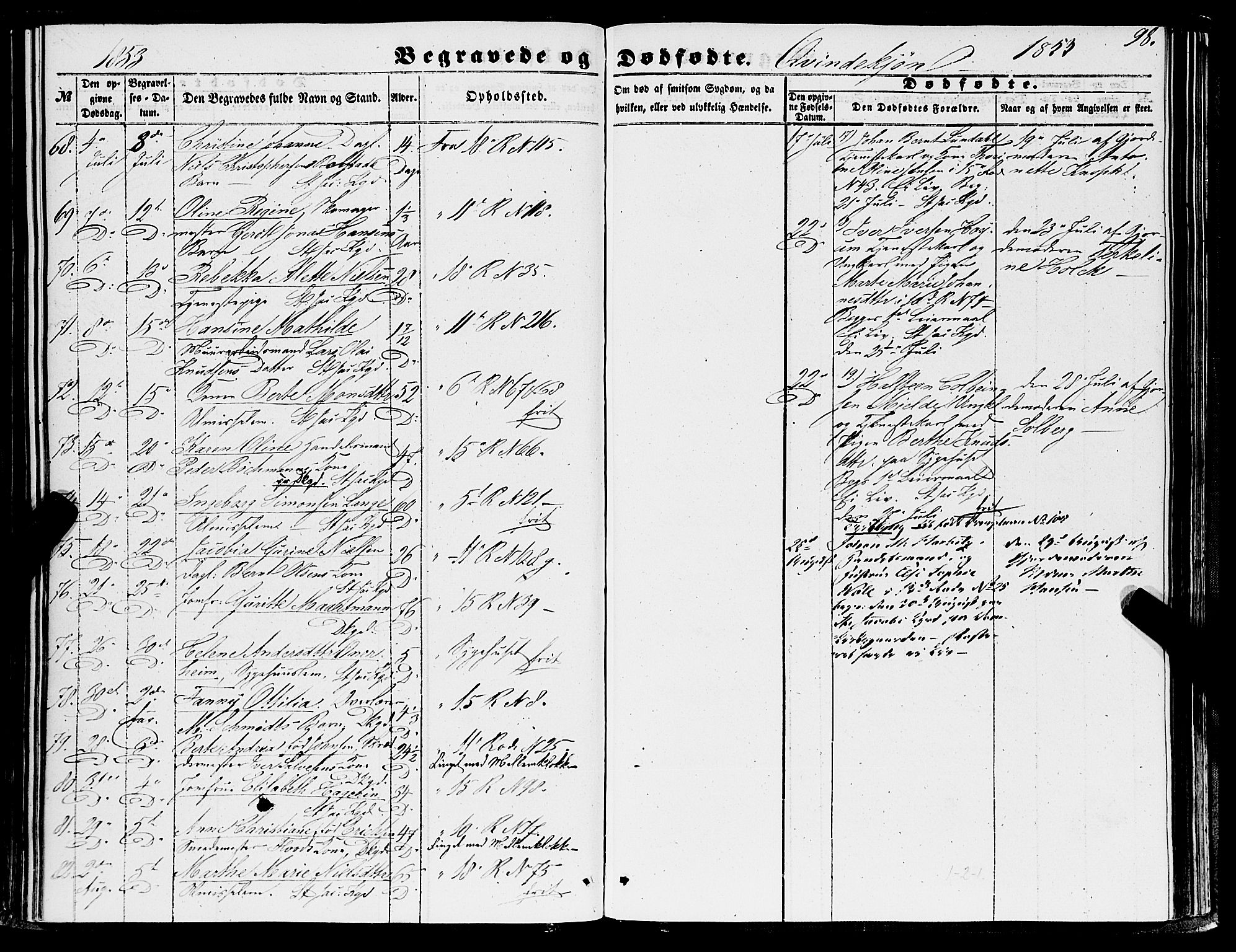 Domkirken sokneprestembete, SAB/A-74801/H/Haa/L0041: Parish register (official) no. E 2, 1853-1863, p. 98