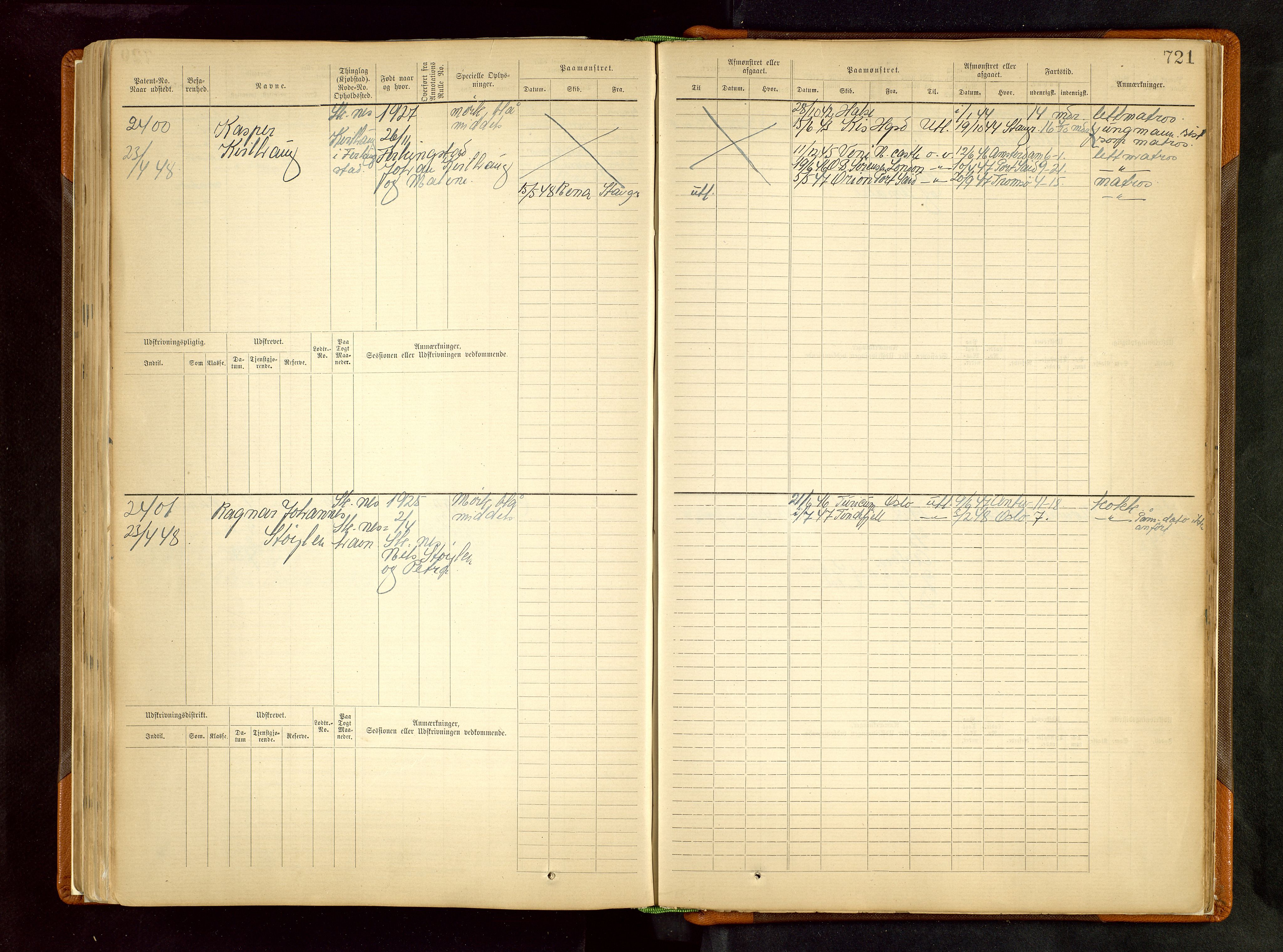 Haugesund sjømannskontor, SAST/A-102007/F/Fb/Fbb/L0002: Sjøfartsrulle Skudenes kretsnr. 959-2439, 1860-1948, p. 721