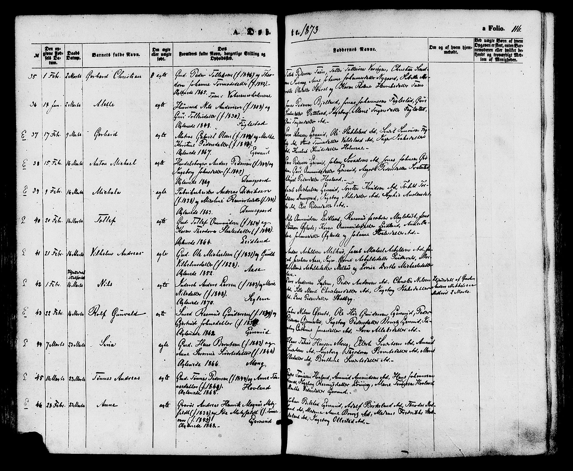 Eigersund sokneprestkontor, AV/SAST-A-101807/S08/L0014: Parish register (official) no. A 13, 1866-1878, p. 116