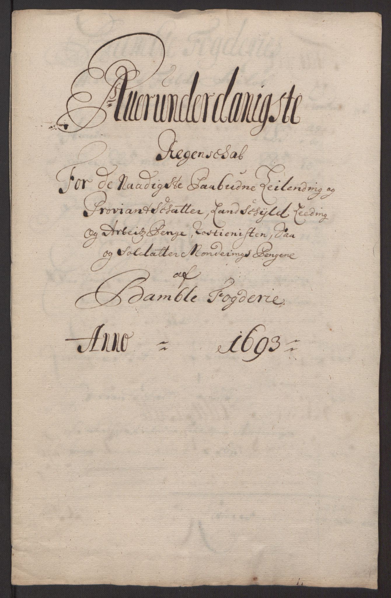Rentekammeret inntil 1814, Reviderte regnskaper, Fogderegnskap, RA/EA-4092/R34/L2052: Fogderegnskap Bamble, 1692-1693, p. 300