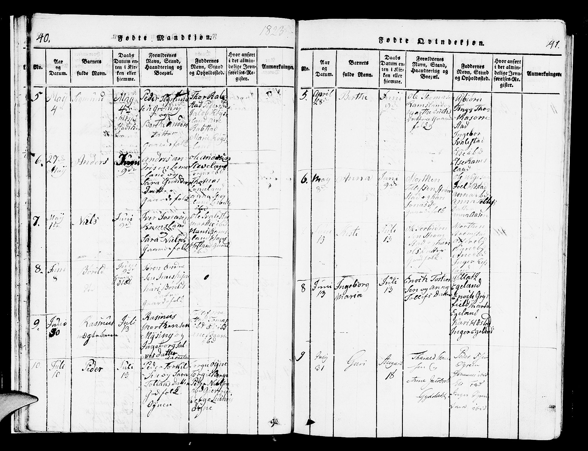 Helleland sokneprestkontor, AV/SAST-A-101810: Parish register (official) no. A 4, 1815-1834, p. 40-41