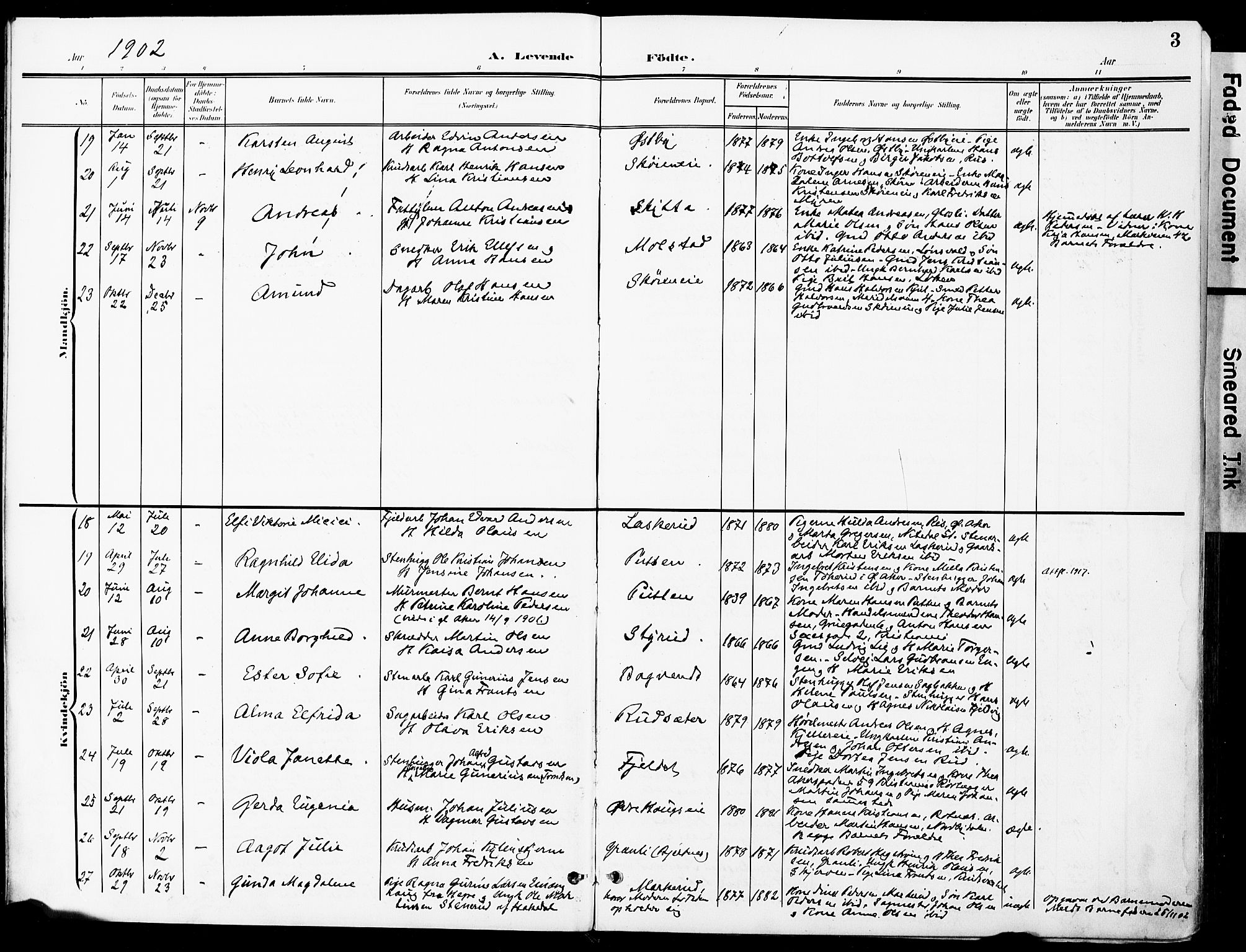 Nittedal prestekontor Kirkebøker, AV/SAO-A-10365a/F/Fa/L0008: Parish register (official) no. I 8, 1902-1926, p. 3