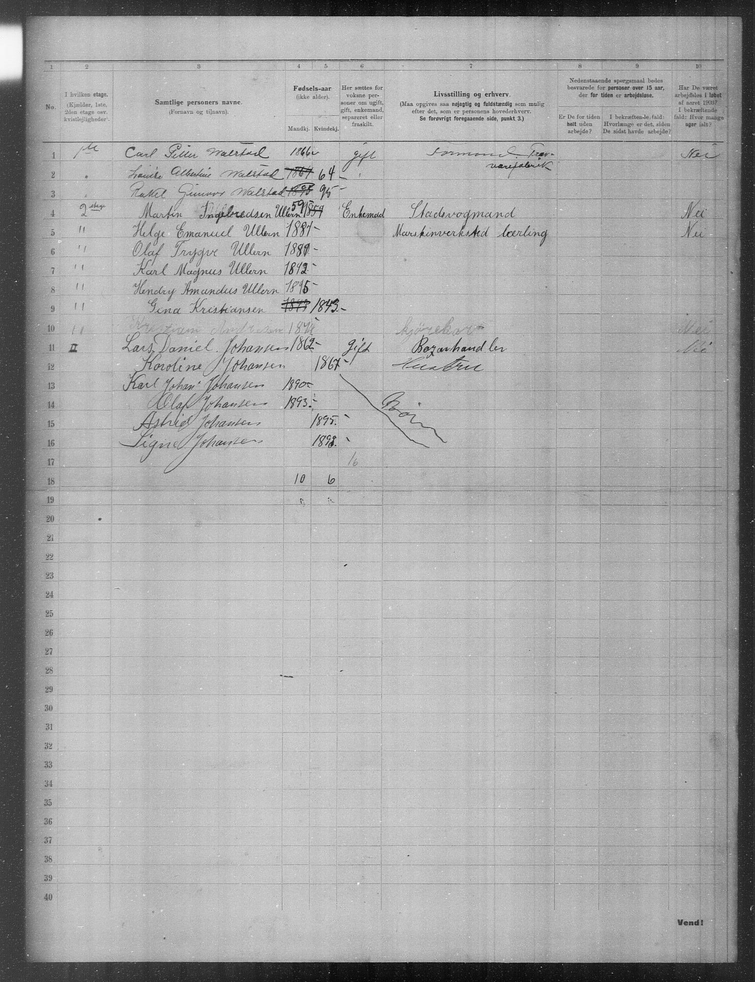 OBA, Municipal Census 1903 for Kristiania, 1903, p. 16451