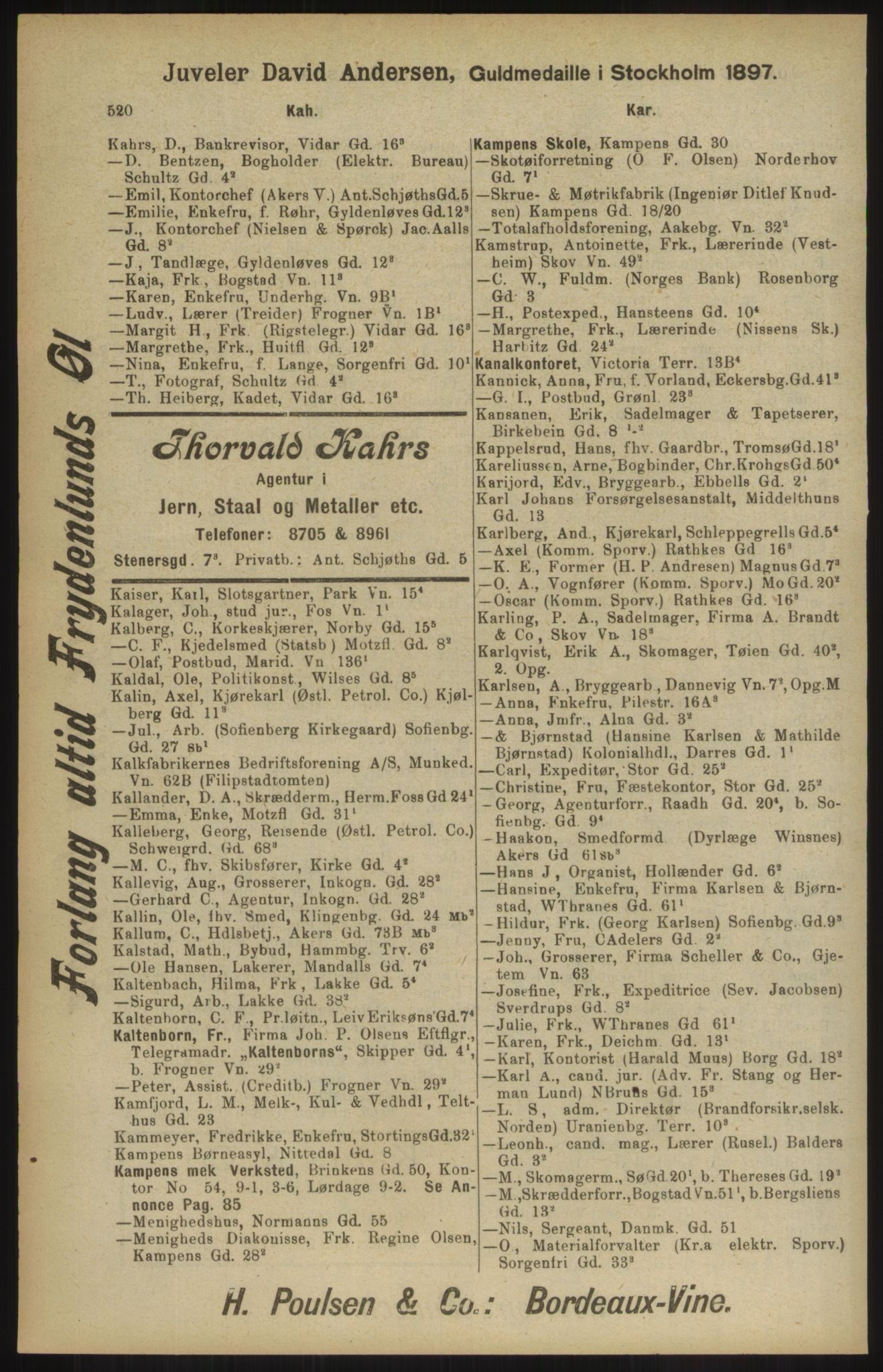 Kristiania/Oslo adressebok, PUBL/-, 1904, p. 520