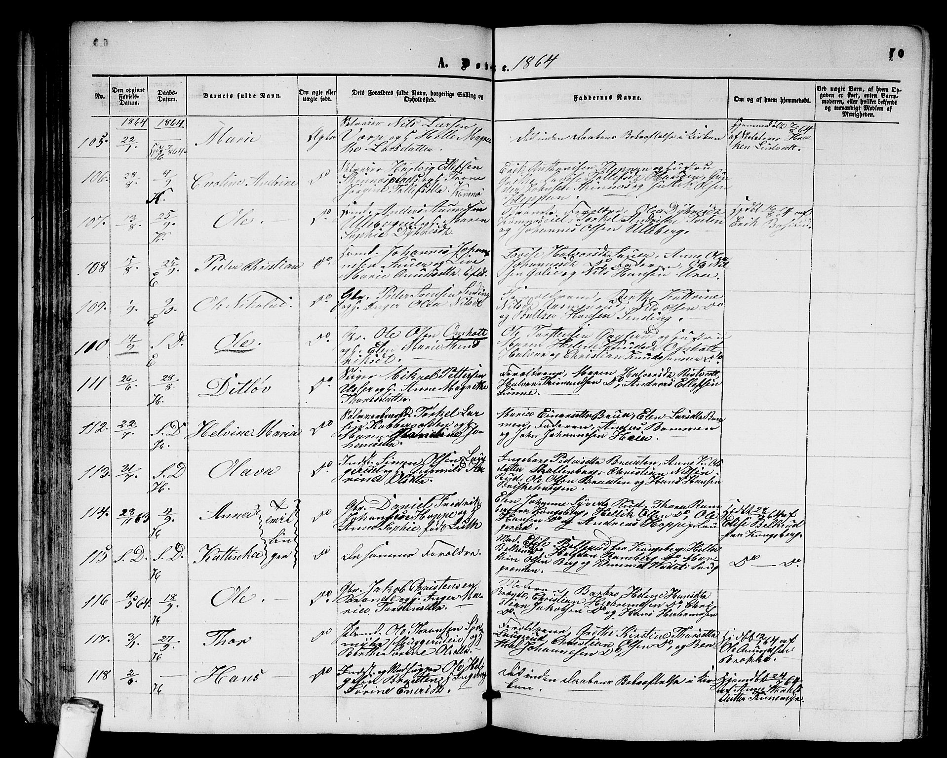 Sandsvær kirkebøker, AV/SAKO-A-244/G/Ga/L0005: Parish register (copy) no. I 5, 1857-1873, p. 70