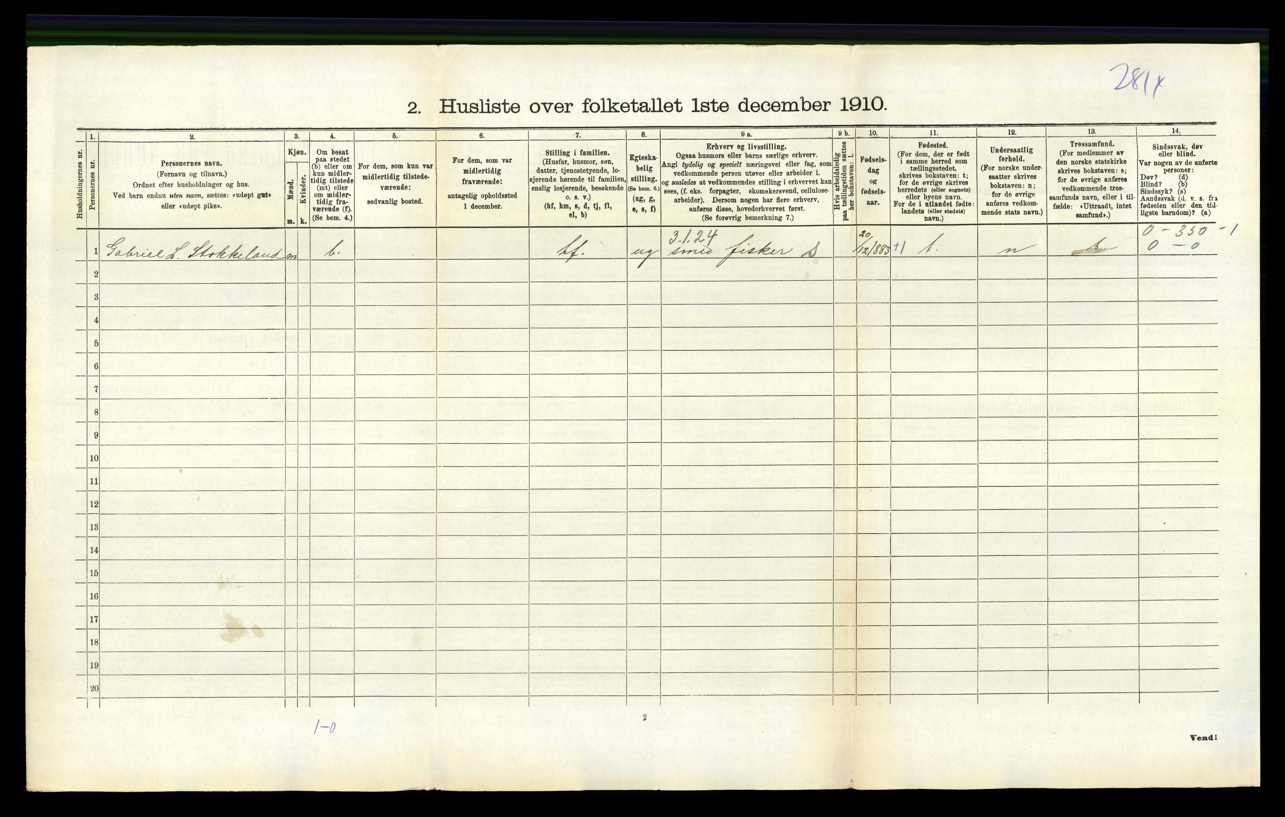 RA, 1910 census for Ogna, 1910, p. 282