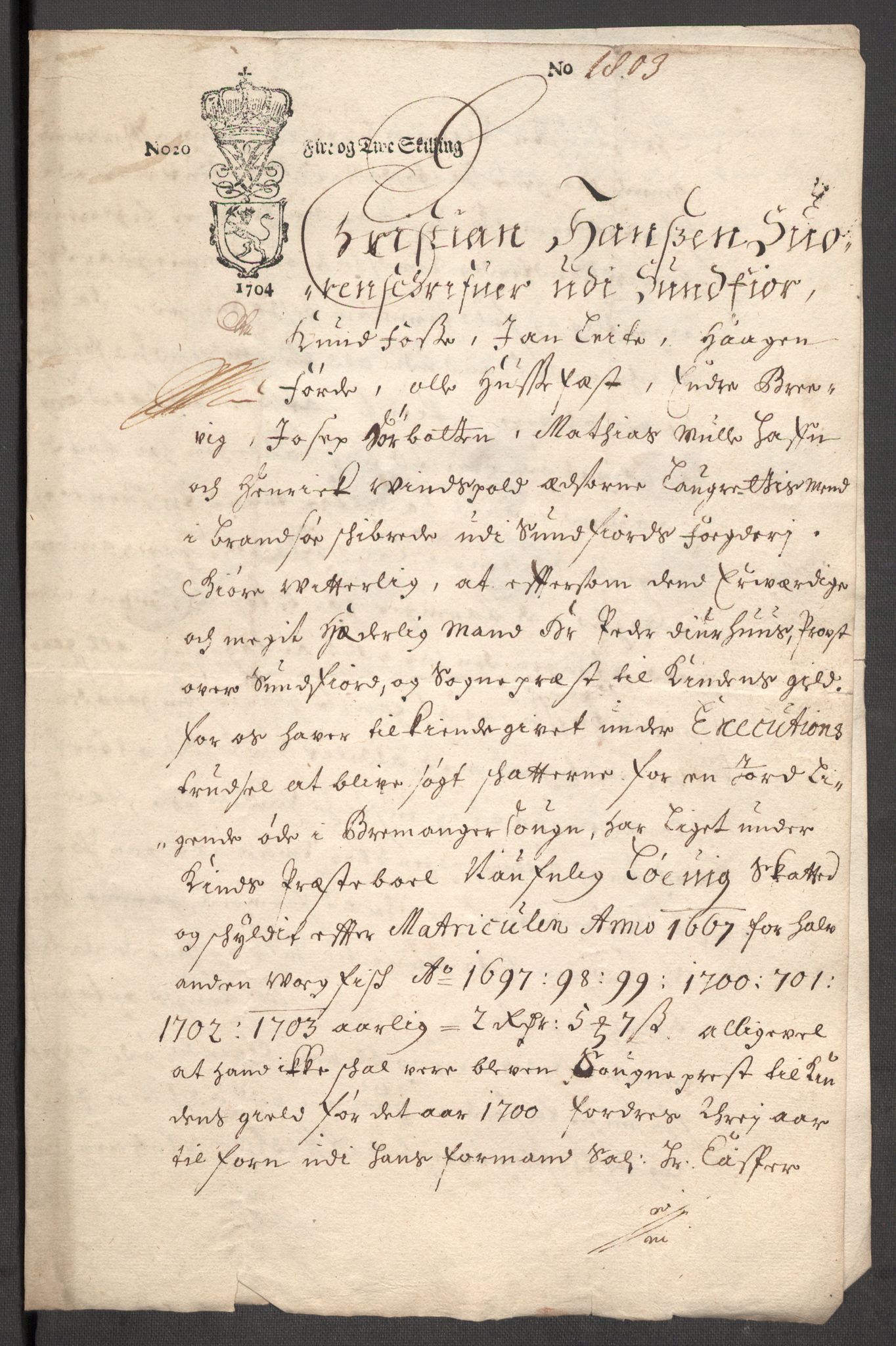 Rentekammeret inntil 1814, Reviderte regnskaper, Fogderegnskap, AV/RA-EA-4092/R53/L3427: Fogderegnskap Sunn- og Nordfjord, 1703, p. 292