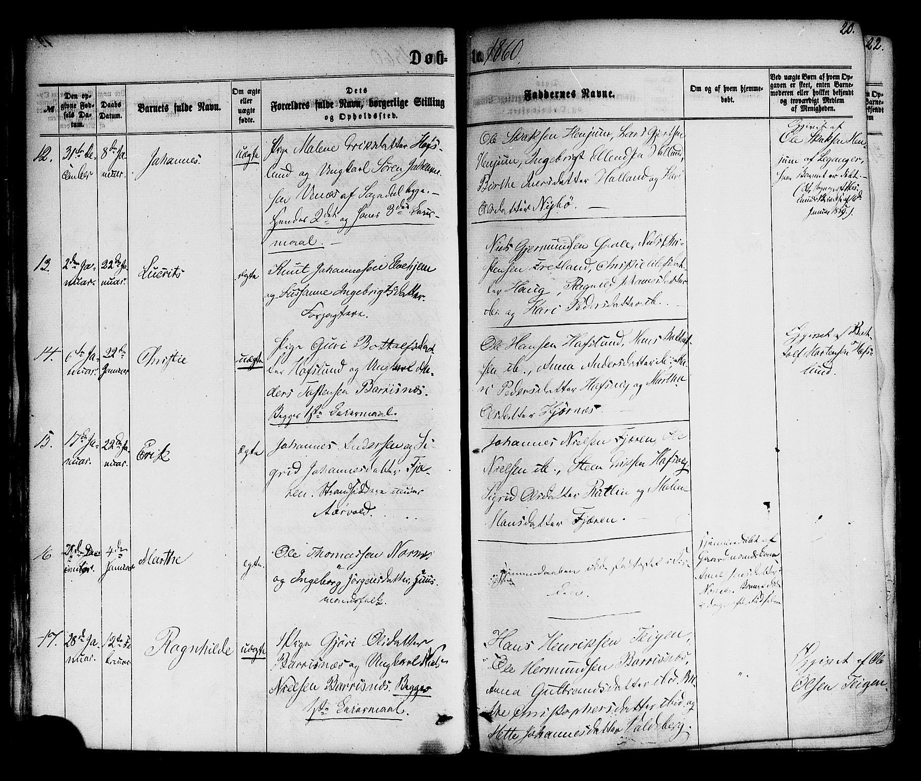 Sogndal sokneprestembete, SAB/A-81301/H/Haa/Haaa/L0013: Parish register (official) no. A 13, 1859-1877, p. 20