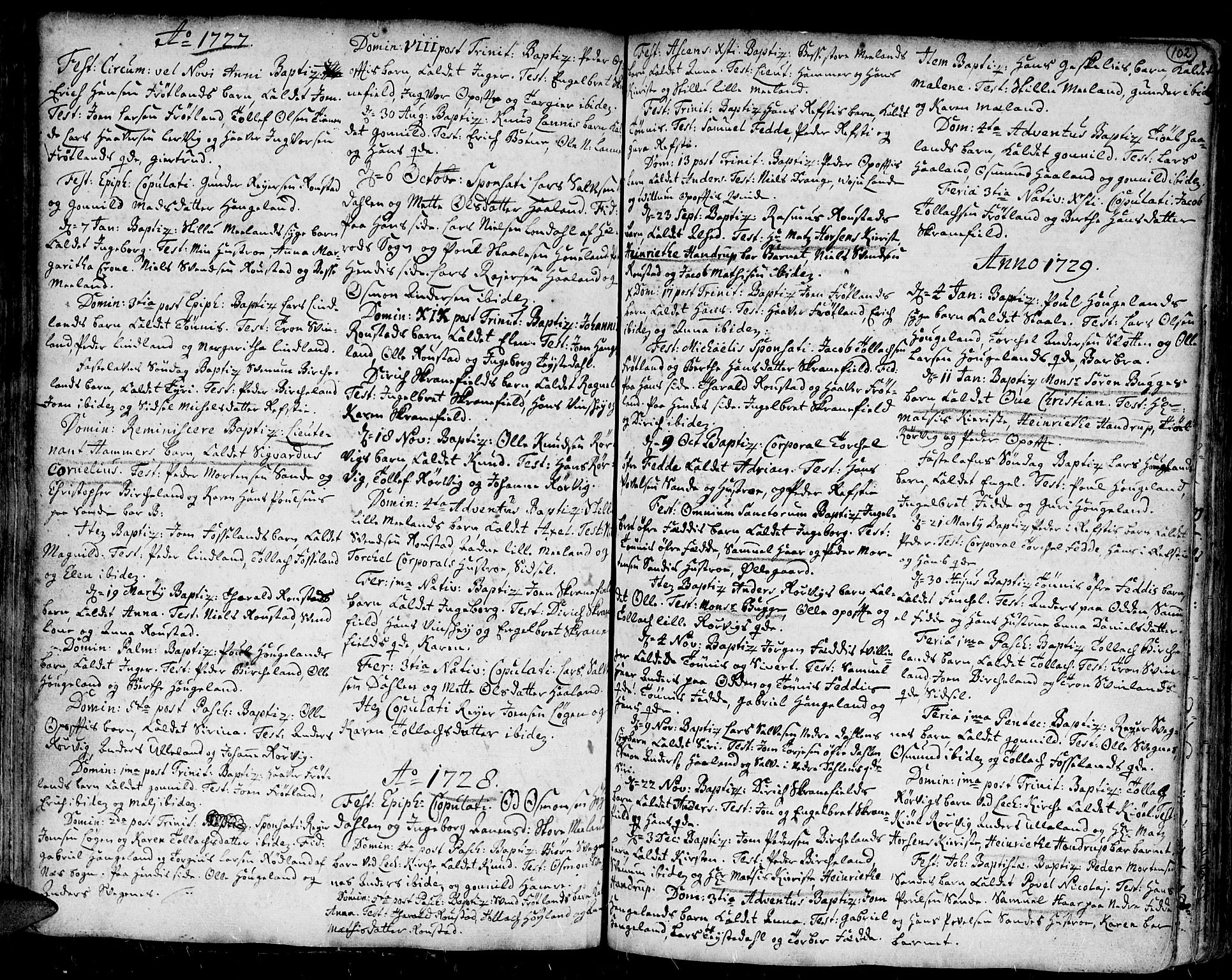 Kvinesdal sokneprestkontor, SAK/1111-0026/F/Fa/Fab/L0001: Parish register (official) no. A 1 /2, 1710-1788, p. 102