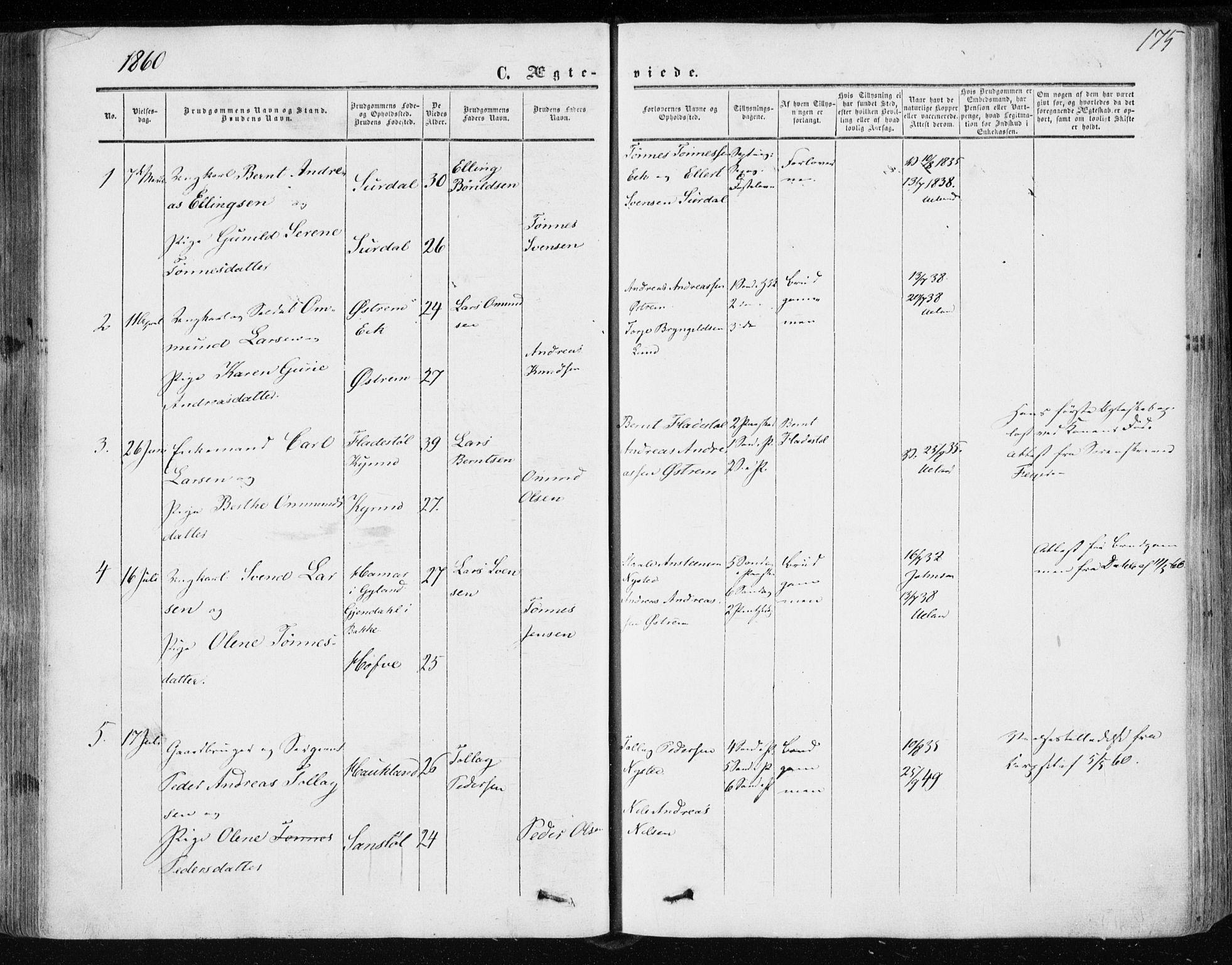 Lund sokneprestkontor, AV/SAST-A-101809/S06/L0009: Parish register (official) no. A 8, 1853-1877, p. 175