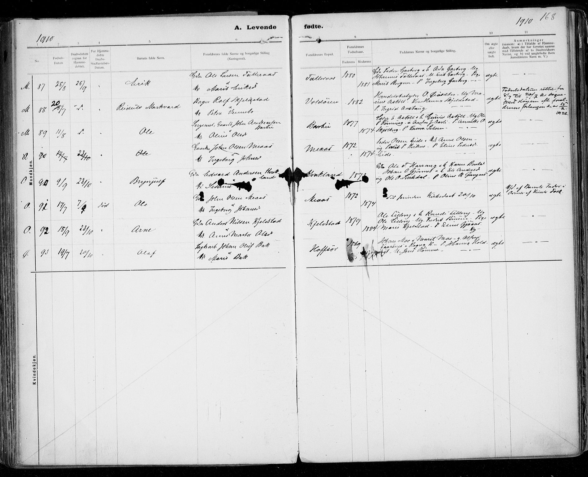 Ministerialprotokoller, klokkerbøker og fødselsregistre - Sør-Trøndelag, AV/SAT-A-1456/668/L0811: Parish register (official) no. 668A11, 1894-1913, p. 168