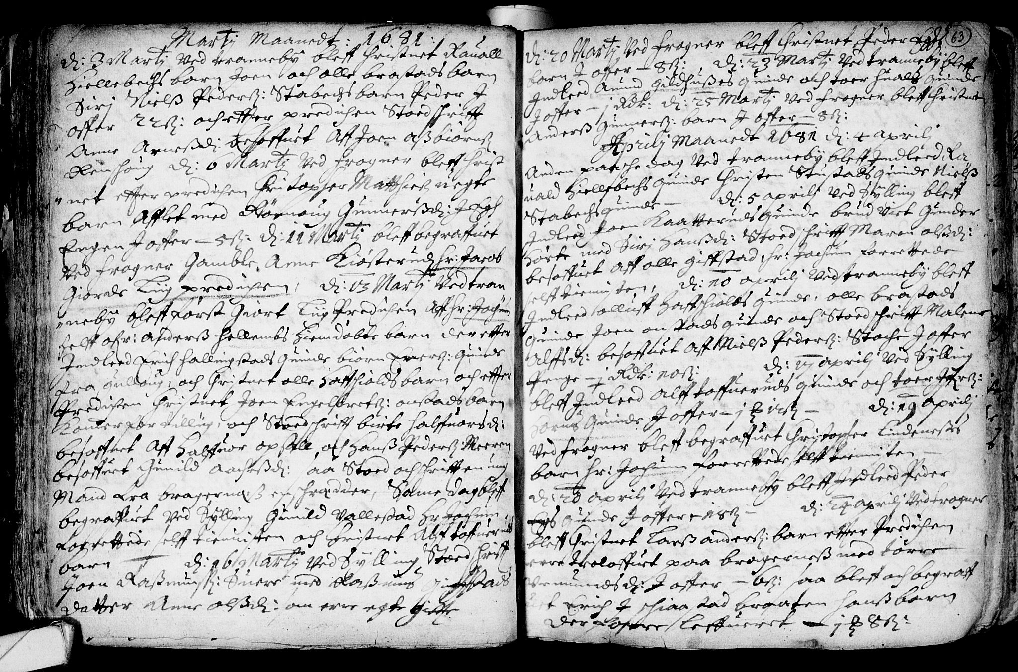 Lier kirkebøker, SAKO/A-230/F/Fa/L0001: Parish register (official) no. I 1, 1672-1701, p. 63