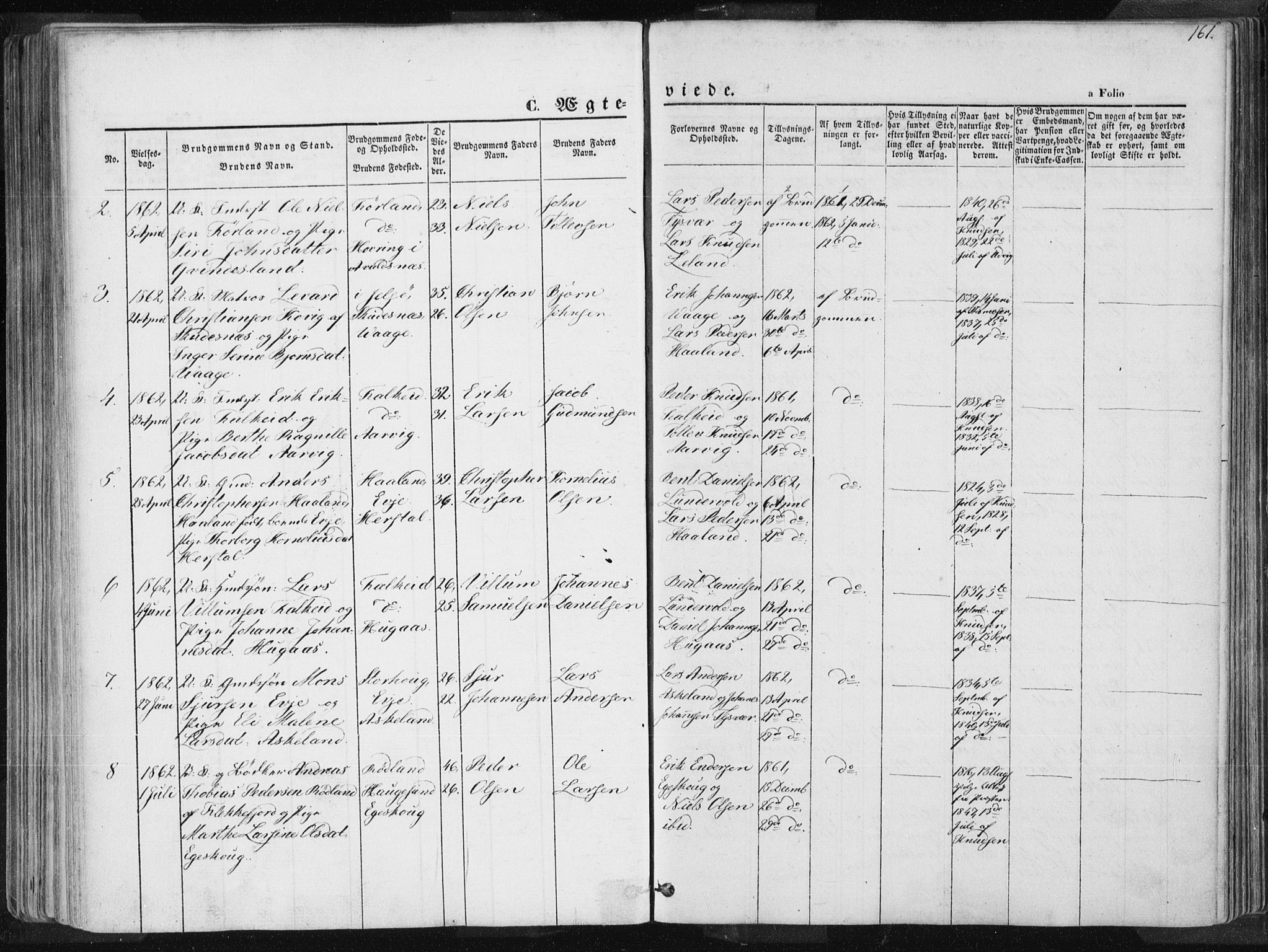 Tysvær sokneprestkontor, SAST/A -101864/H/Ha/Haa/L0003: Parish register (official) no. A 3, 1856-1865, p. 161