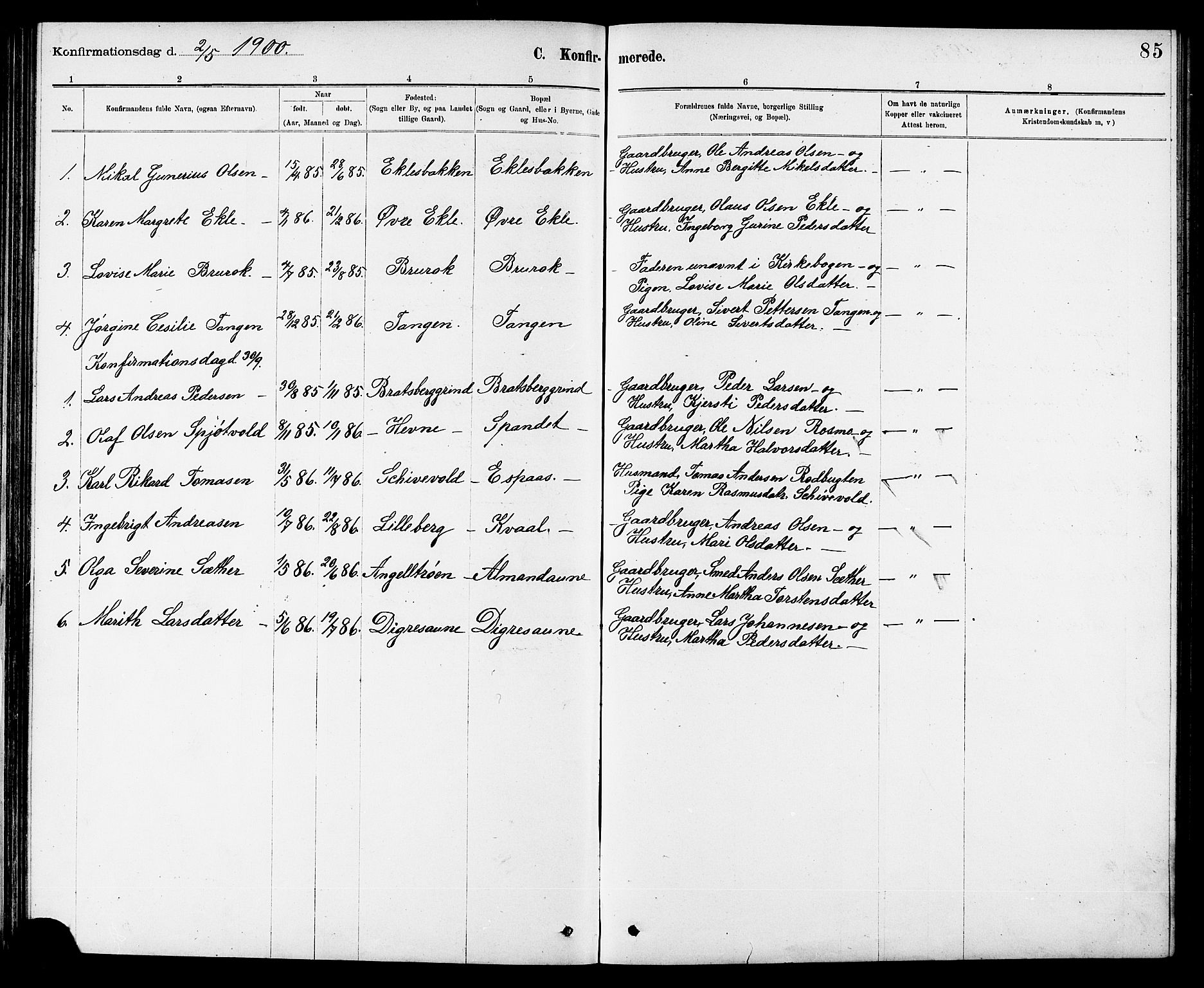 Ministerialprotokoller, klokkerbøker og fødselsregistre - Sør-Trøndelag, AV/SAT-A-1456/608/L0341: Parish register (copy) no. 608C07, 1890-1912, p. 85