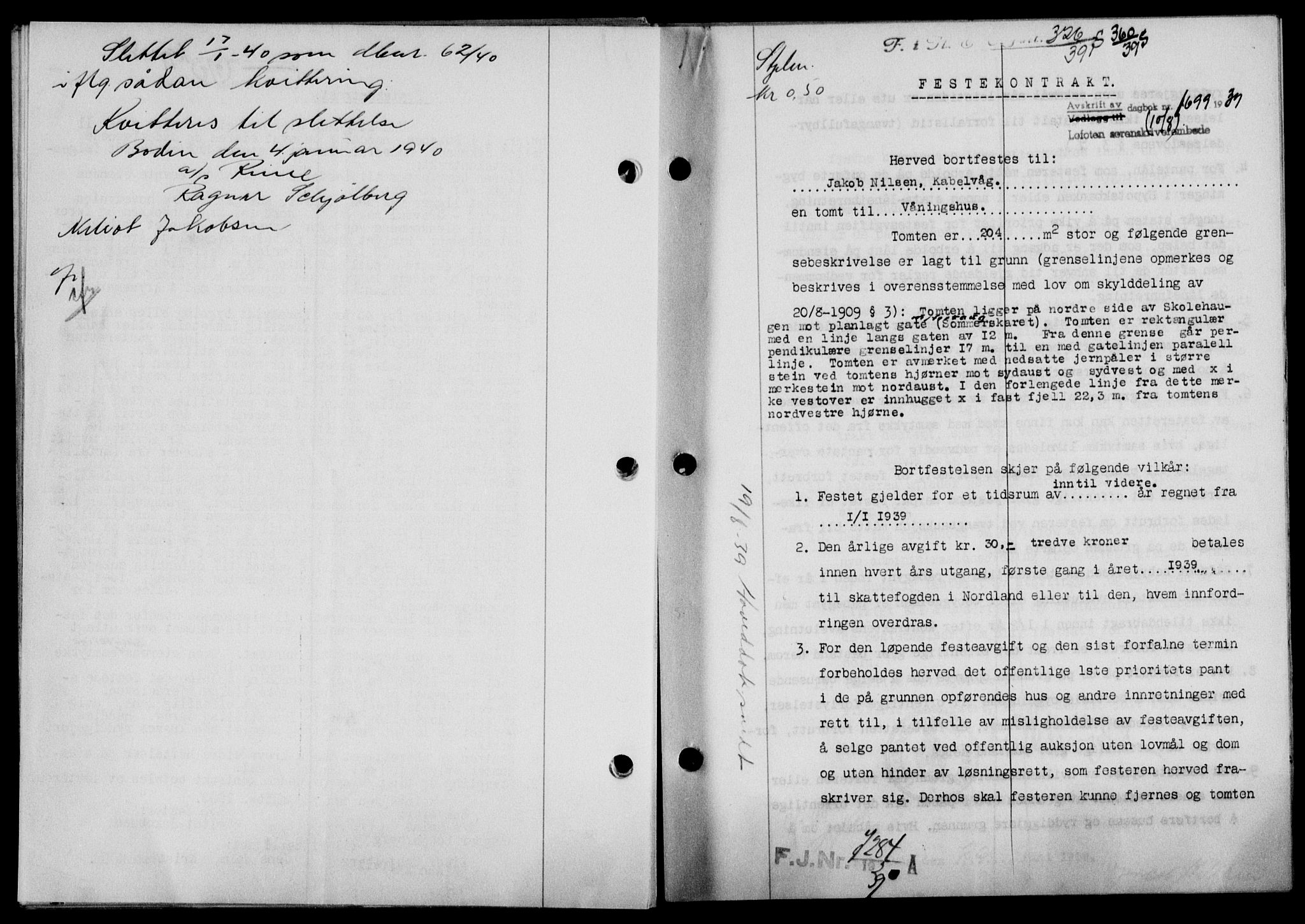 Lofoten sorenskriveri, SAT/A-0017/1/2/2C/L0006a: Mortgage book no. 6a, 1939-1939, Diary no: : 1699/1939