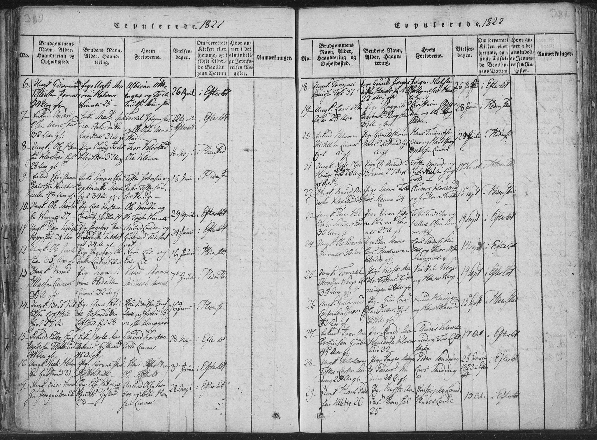 Sandsvær kirkebøker, AV/SAKO-A-244/F/Fa/L0004: Parish register (official) no. I 4, 1817-1839, p. 380-381