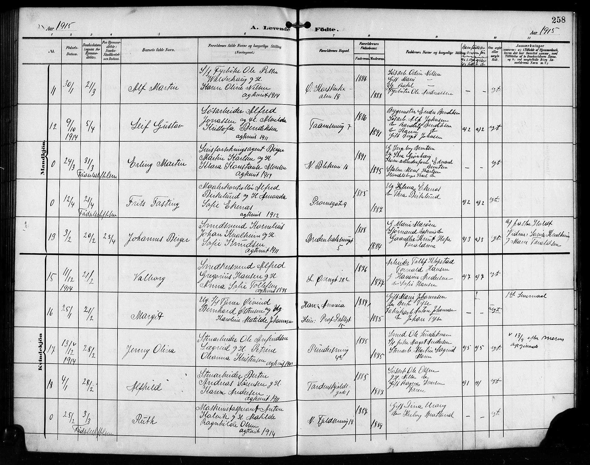 Korskirken sokneprestembete, AV/SAB-A-76101/H/Hab: Parish register (copy) no. B 11, 1905-1916, p. 258